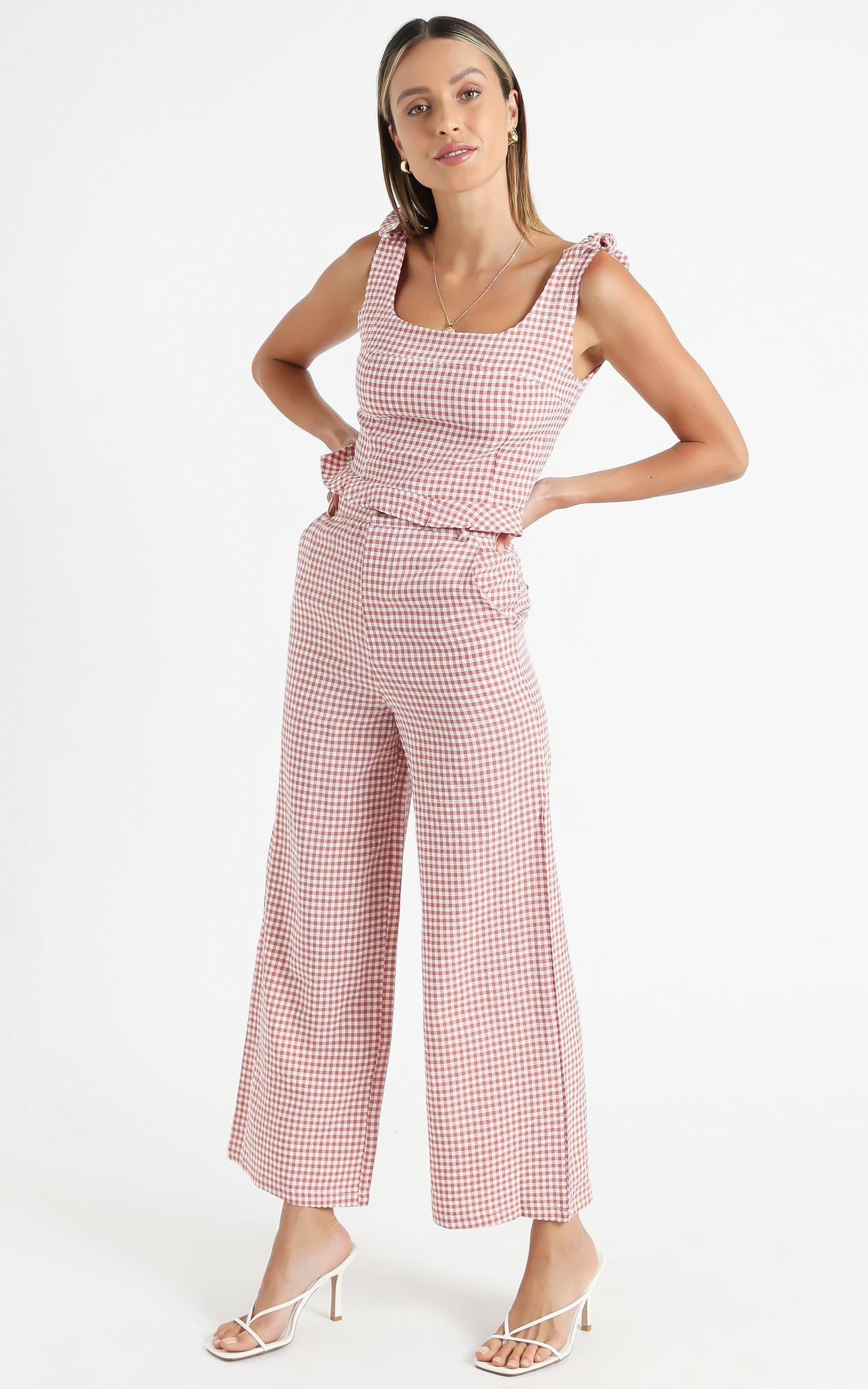 Harley Two Piece Set in Blush Check