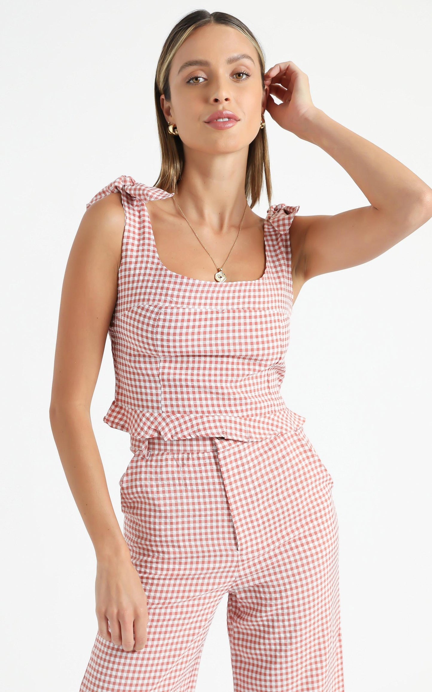 Harley Two Piece Set in Blush Check