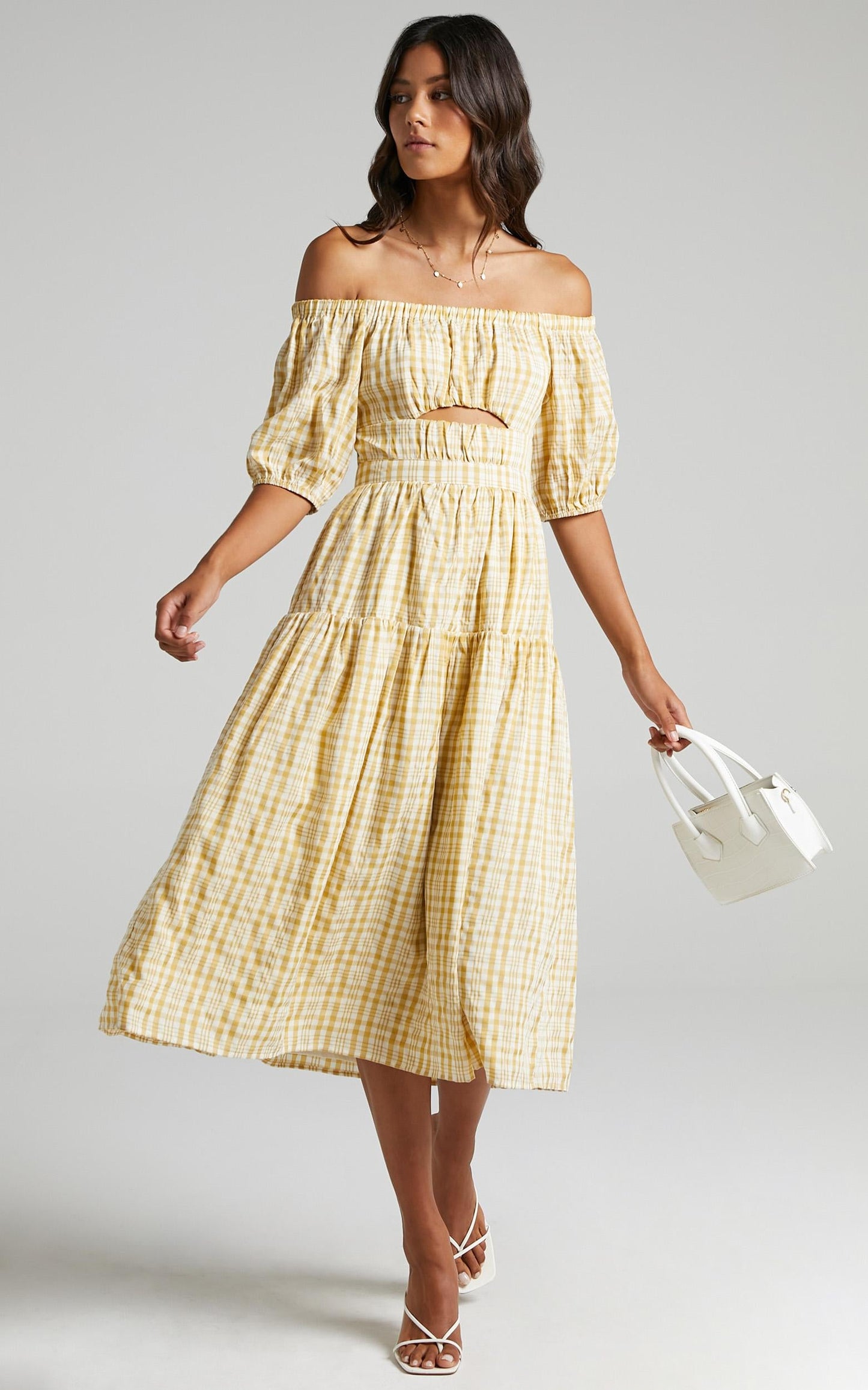 Helina Dress in Mustard Check