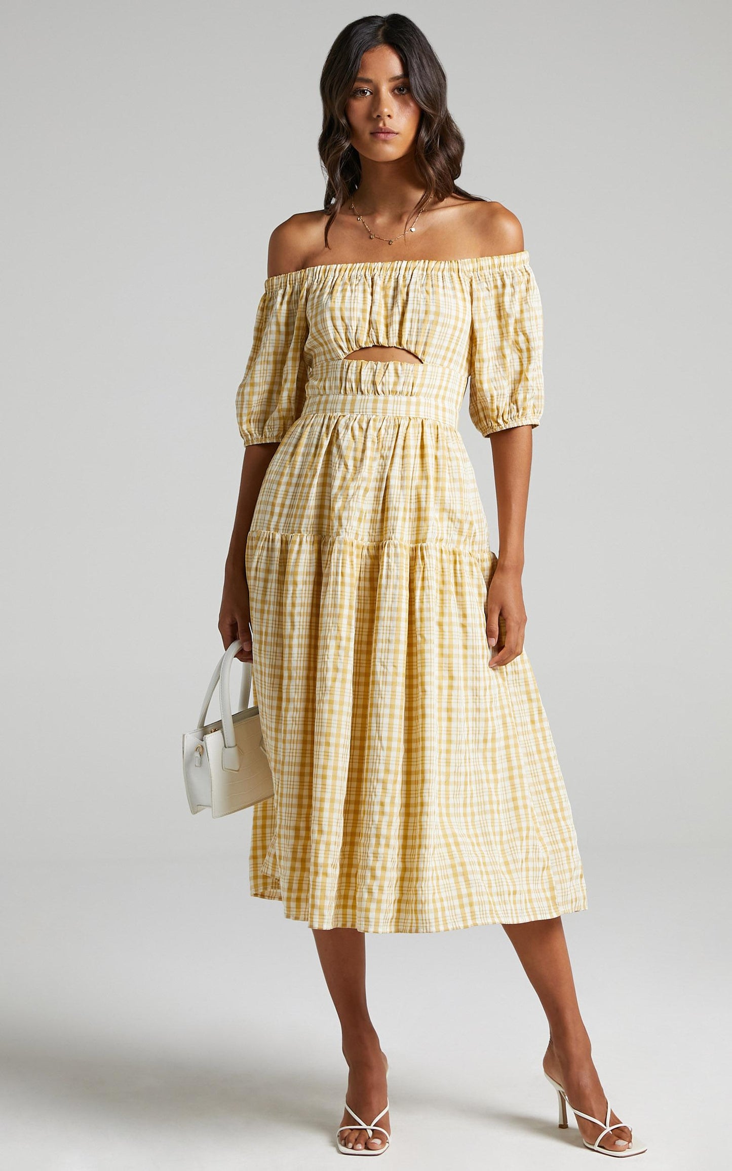 Helina Dress in Mustard Check