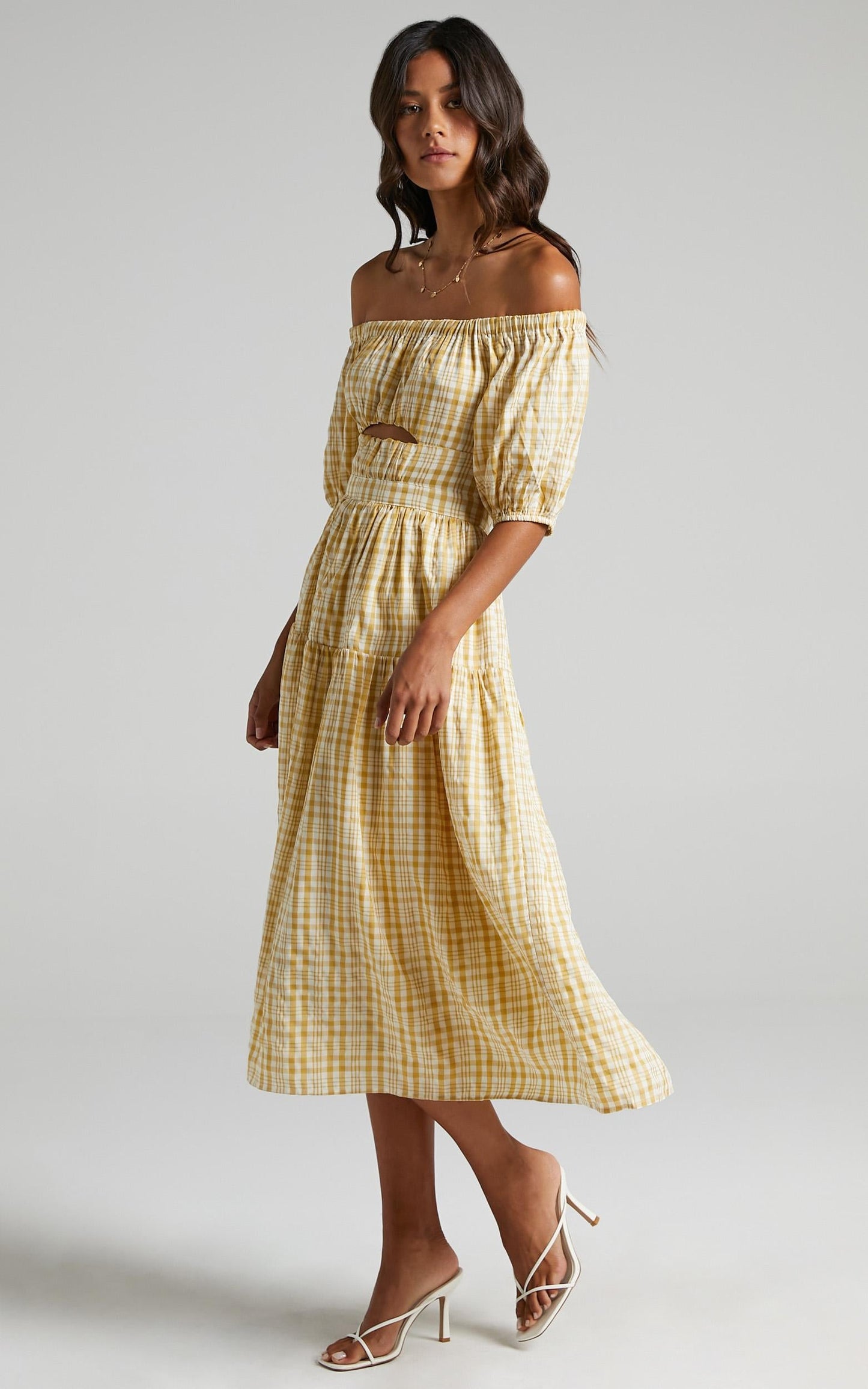 Helina Dress in Mustard Check
