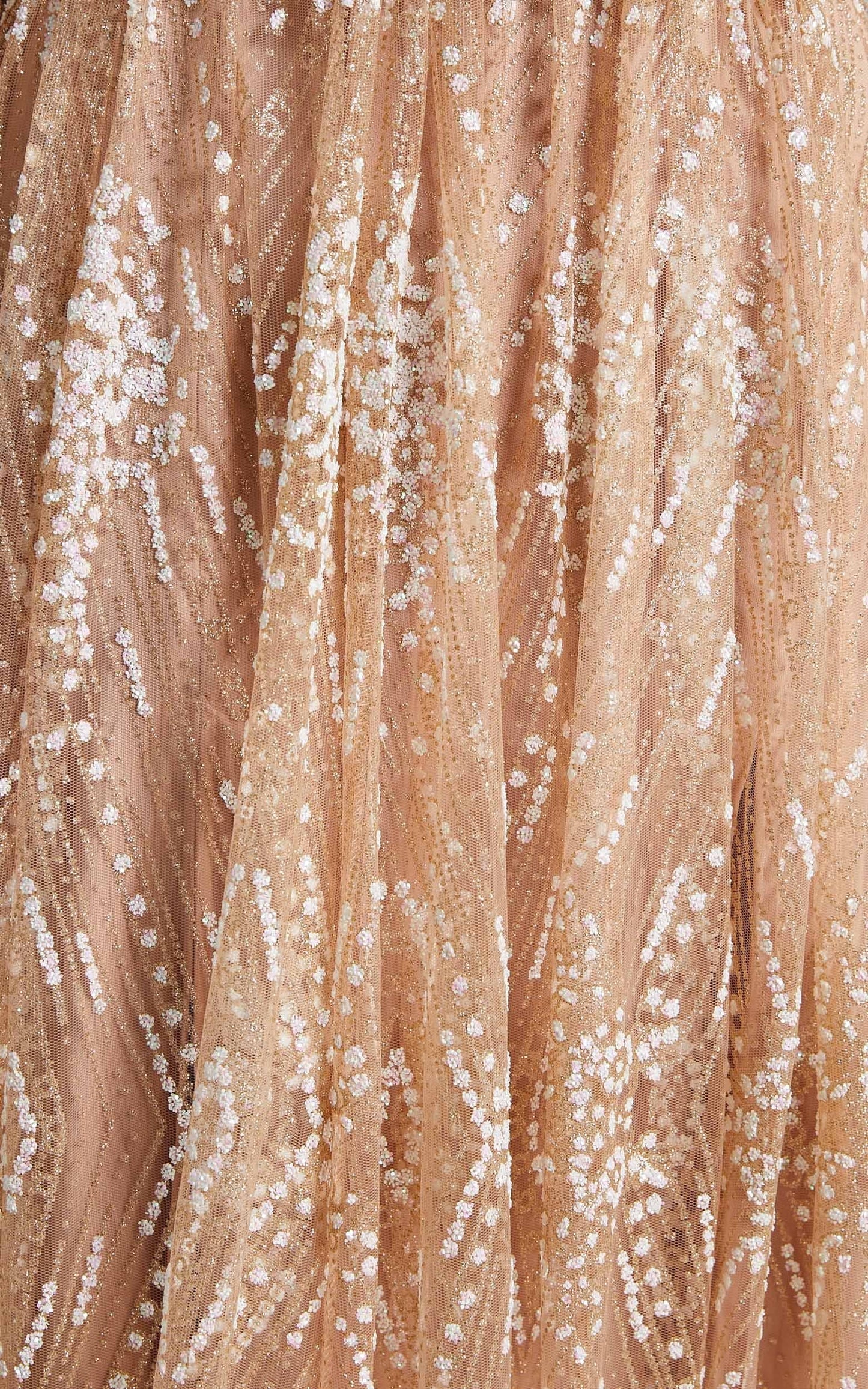 Her Crystal Eyes Maxi Dress in Rose Gold Glitter Tulle