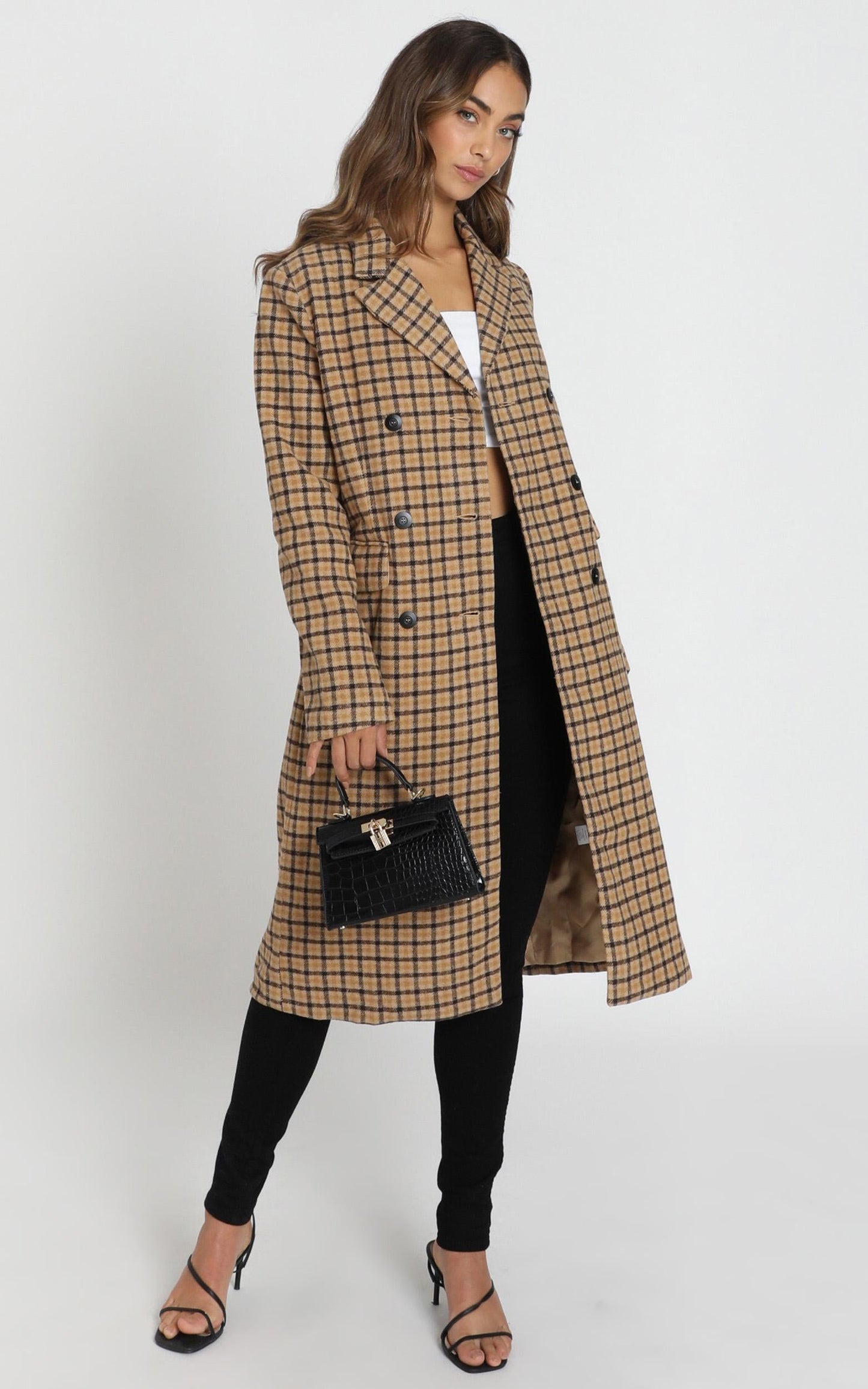 Heroic Moment Coat In Beige Check