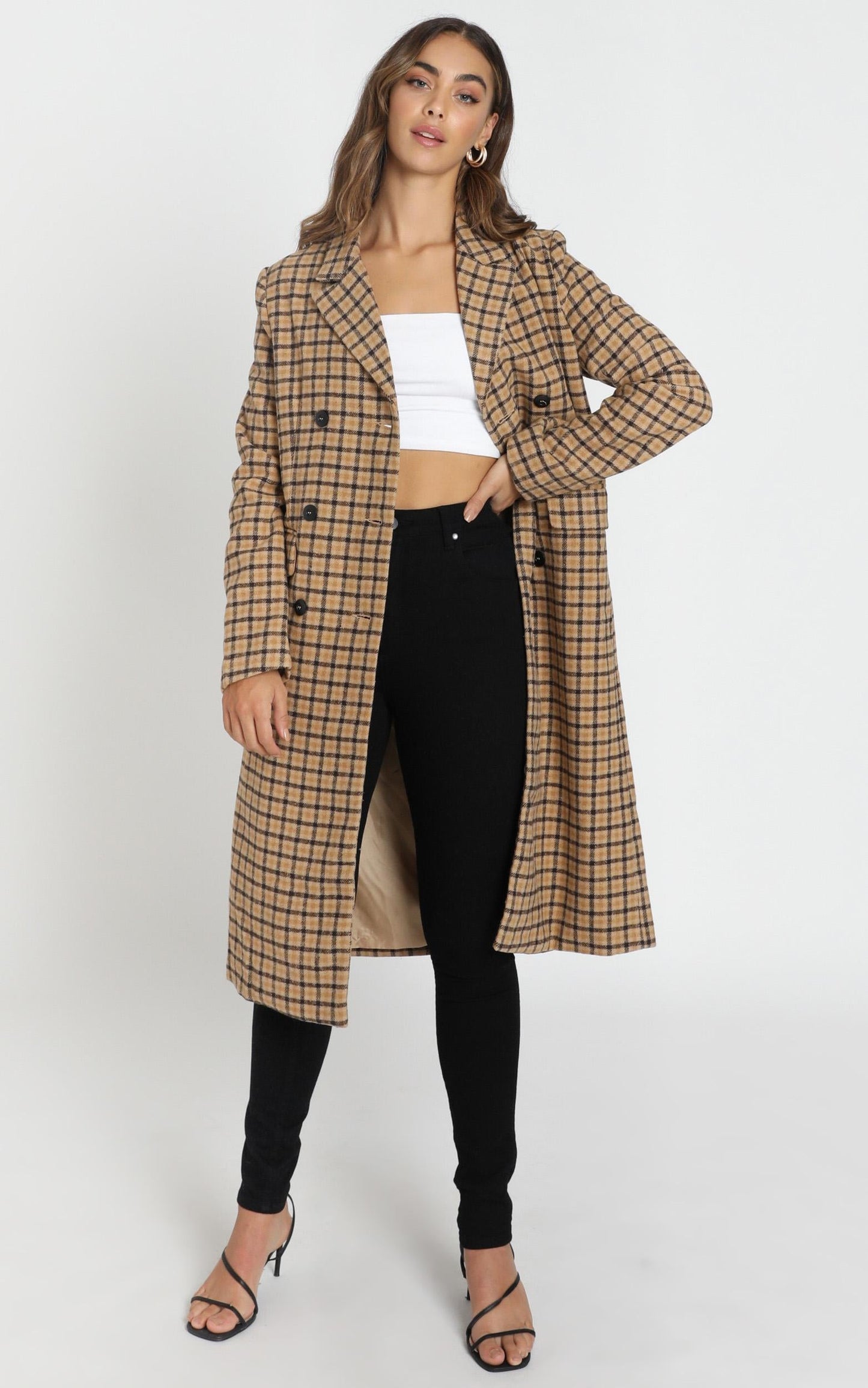 Heroic Moment Coat In Beige Check