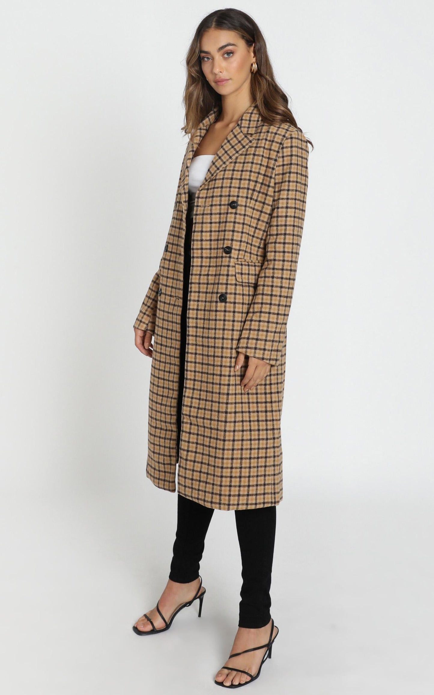 Heroic Moment Coat In Beige Check