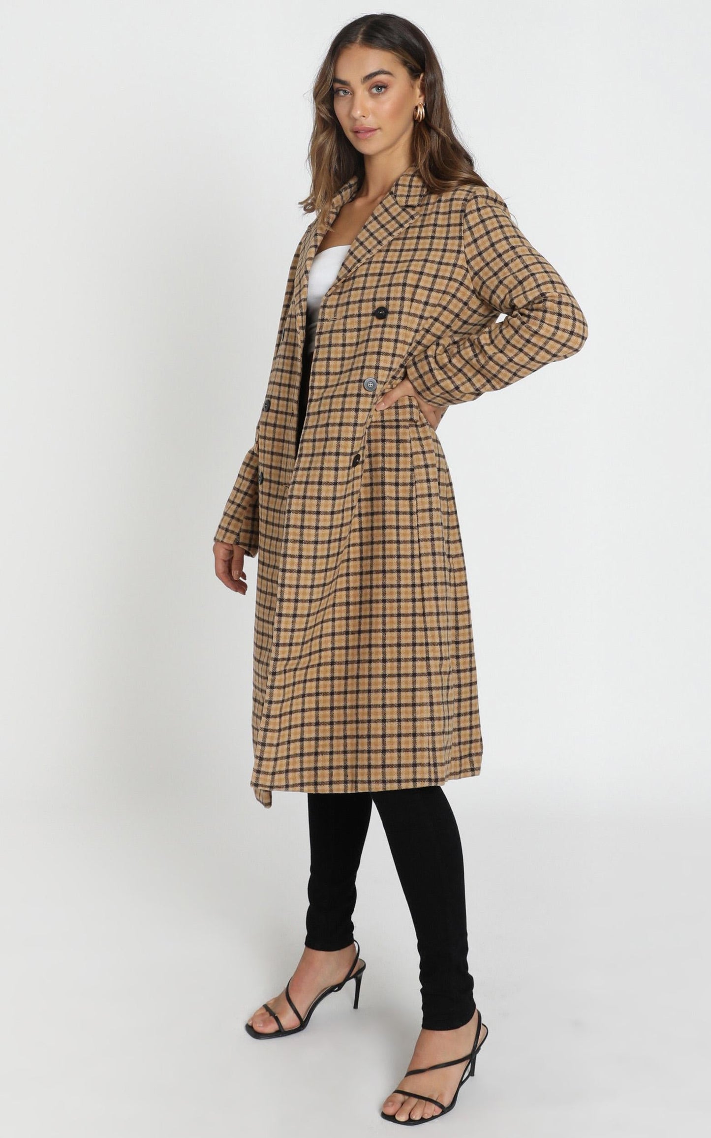 Heroic Moment Coat In Beige Check