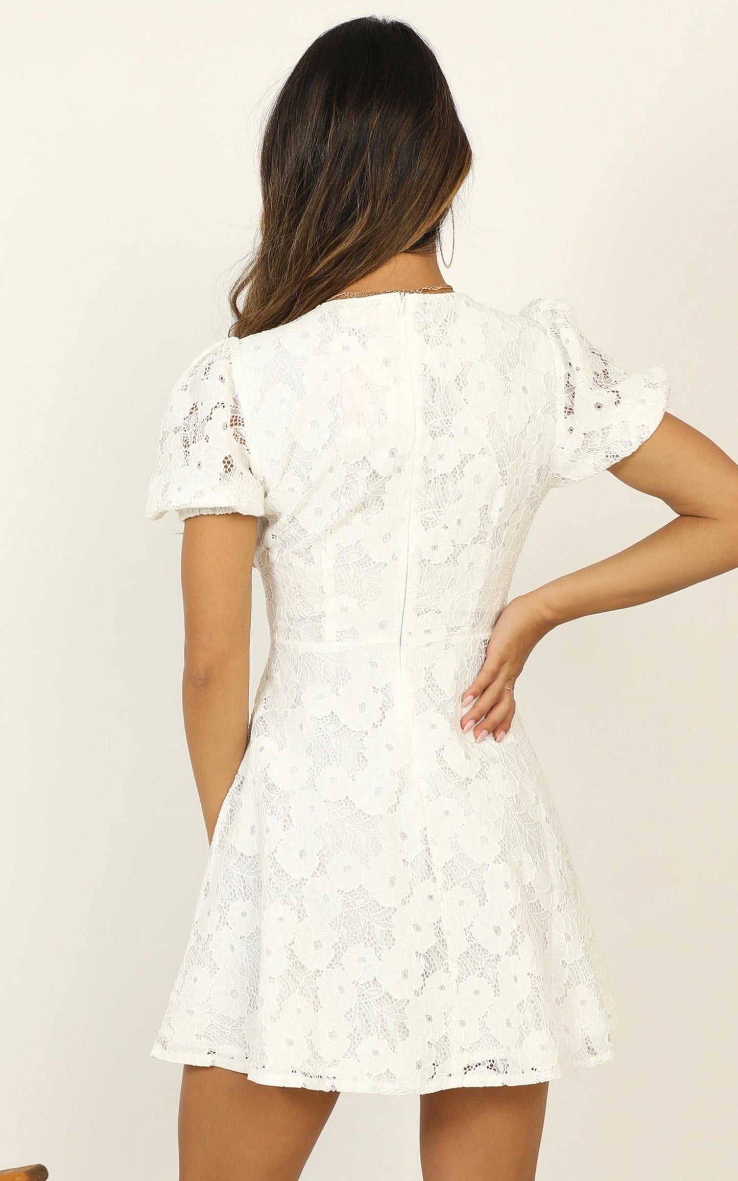 Hey Babe Dress in White Lace