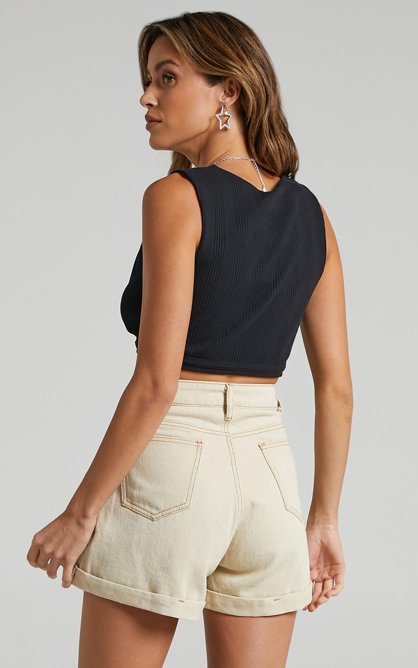 Hinkley Denim Shorts in Beige