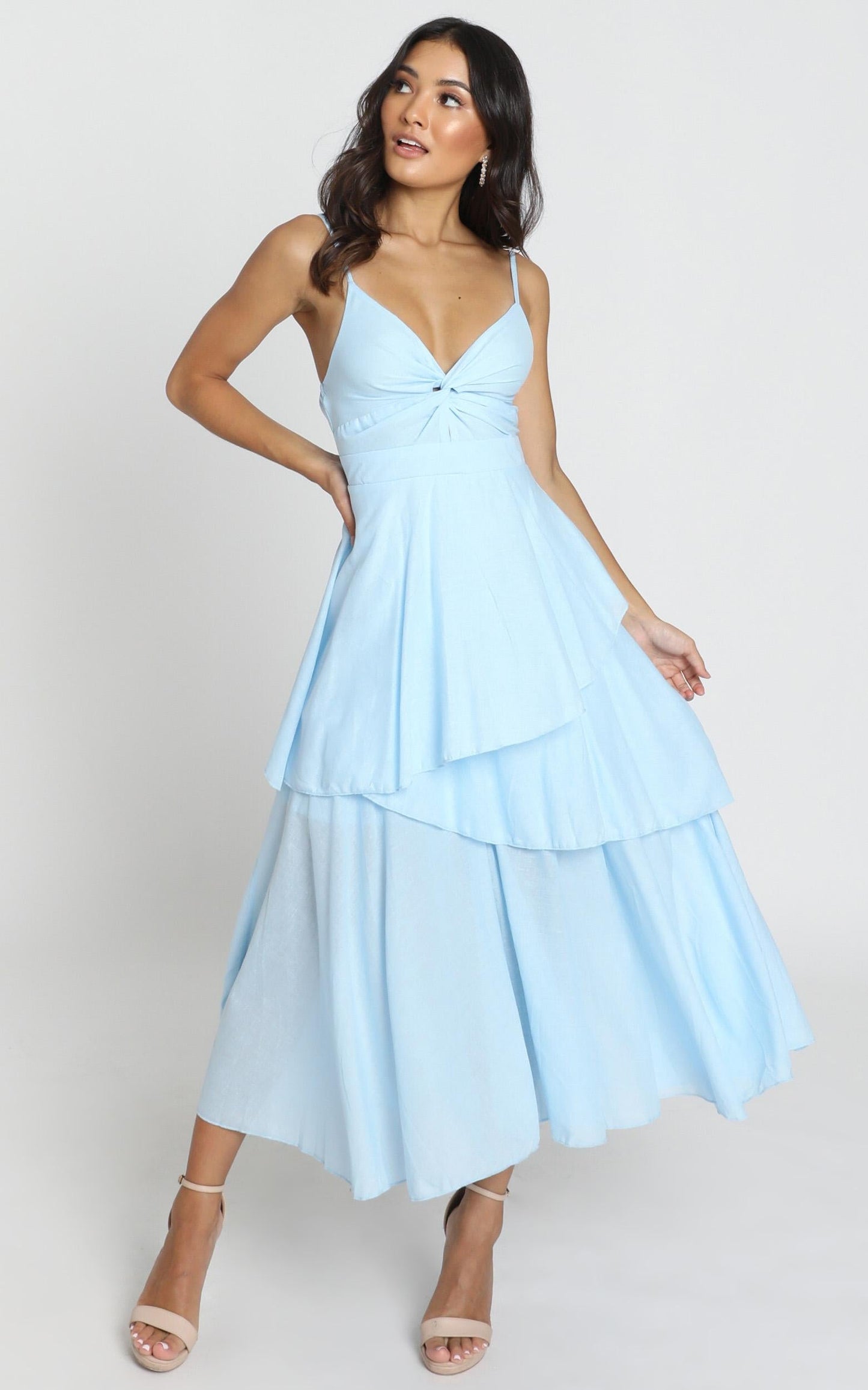 Hibiscus Dress in Powder Blue