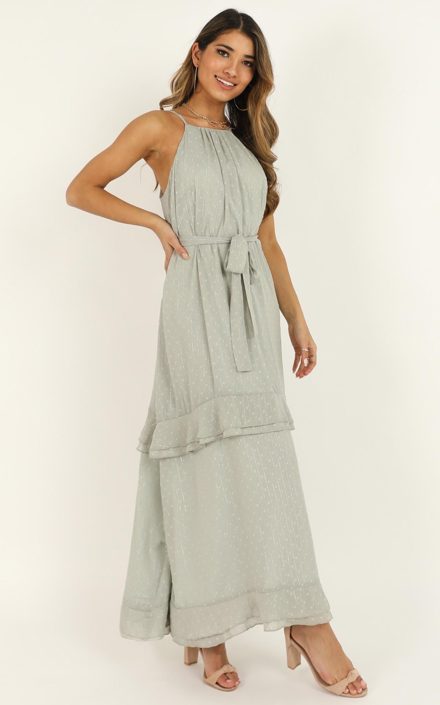 Highest Of Class Dress In Sage