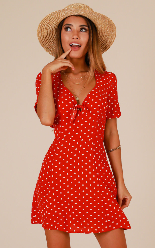 Hit Or Miss Dress In Red Polka Dot