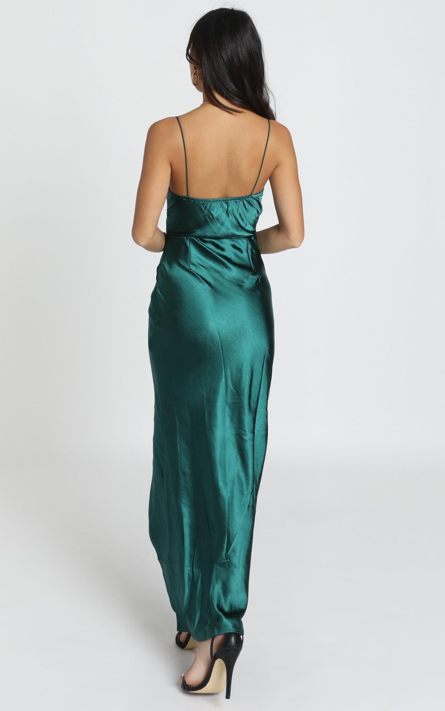 Hold Me Maxi Dress In Teal Satin