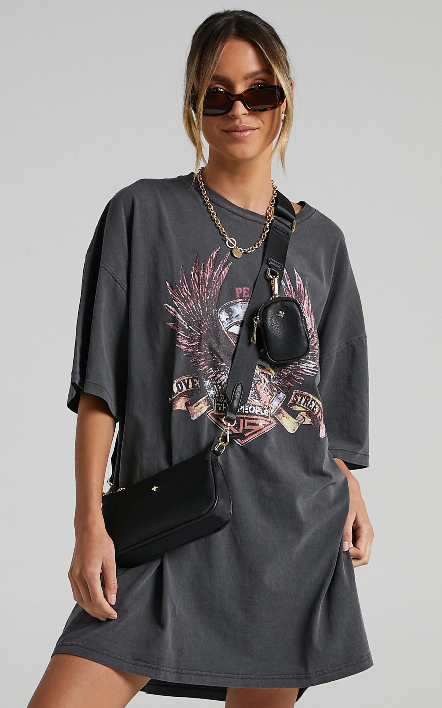 The People Vs - United Eagle Tee Dress in Vintage Black
