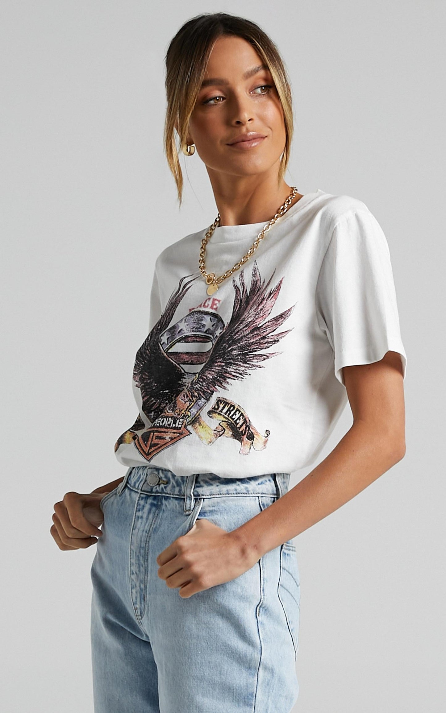 The People Vs - United Eagle Tee in Vintage White