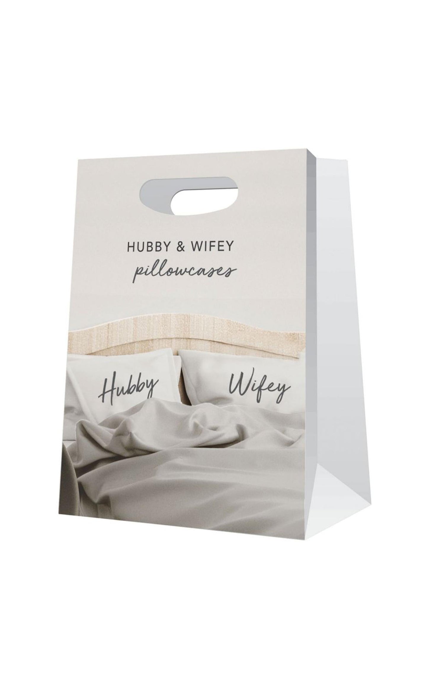 Hubby & Wifey Pillow Case Set In White