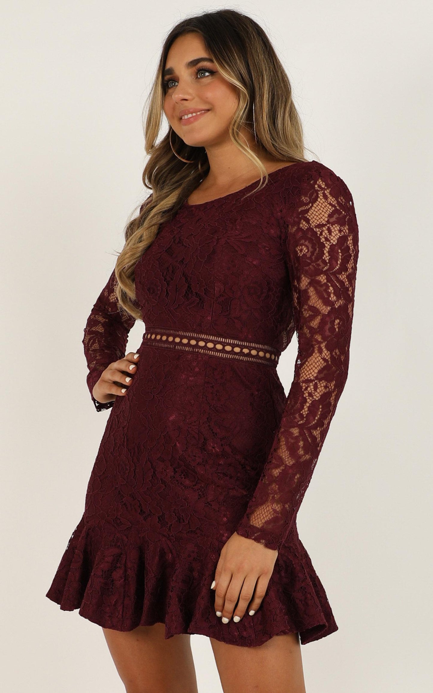 I Belong Dress In Wine Lace
