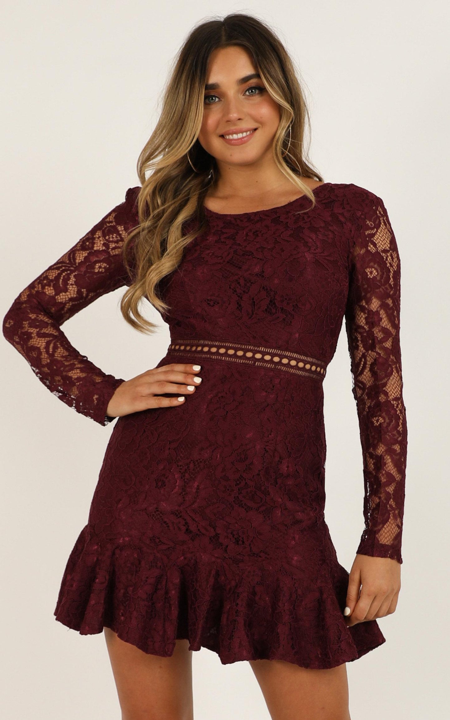 I Belong Dress In Wine Lace