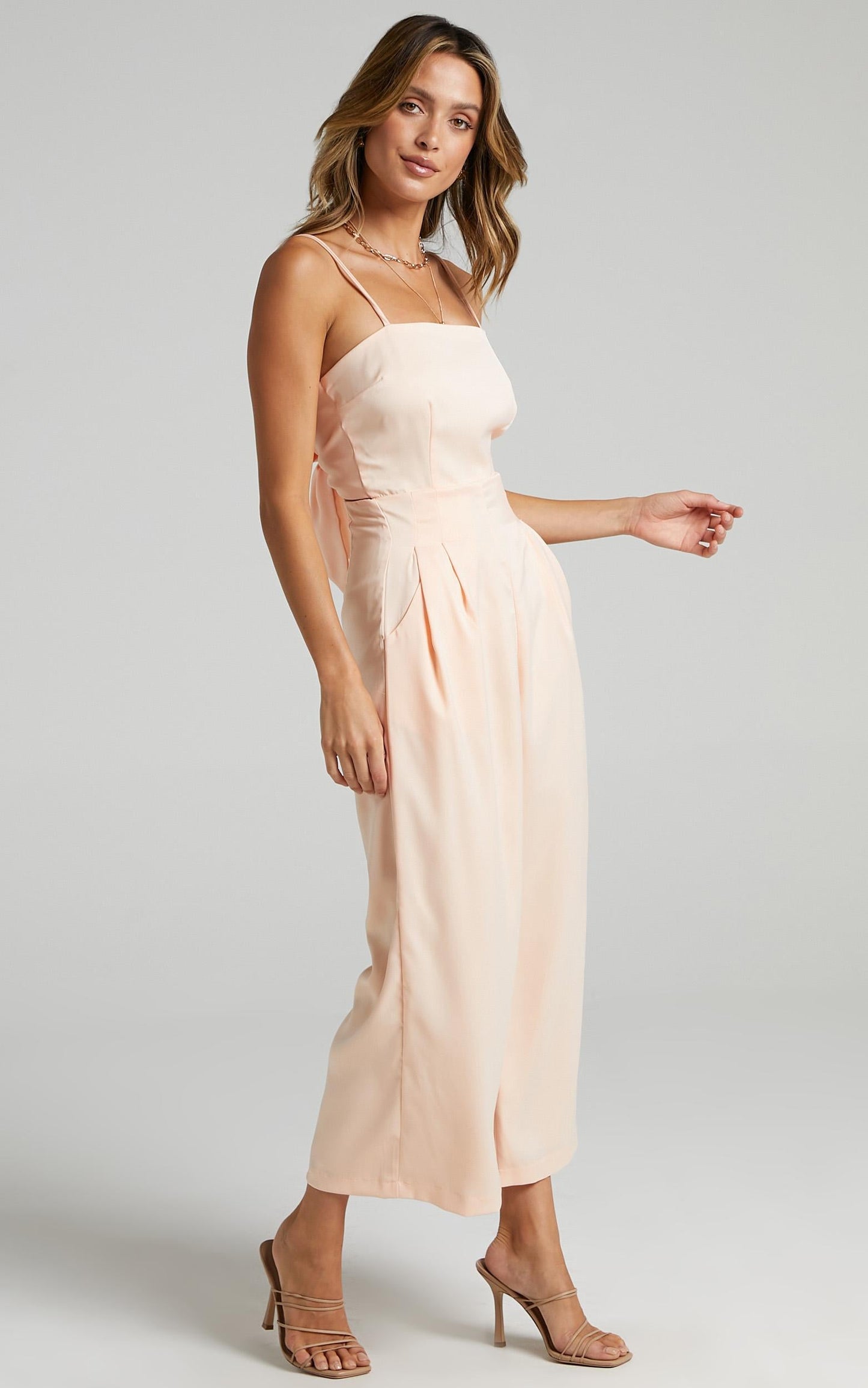 Daisy Jumpsuit in Champagne Satin