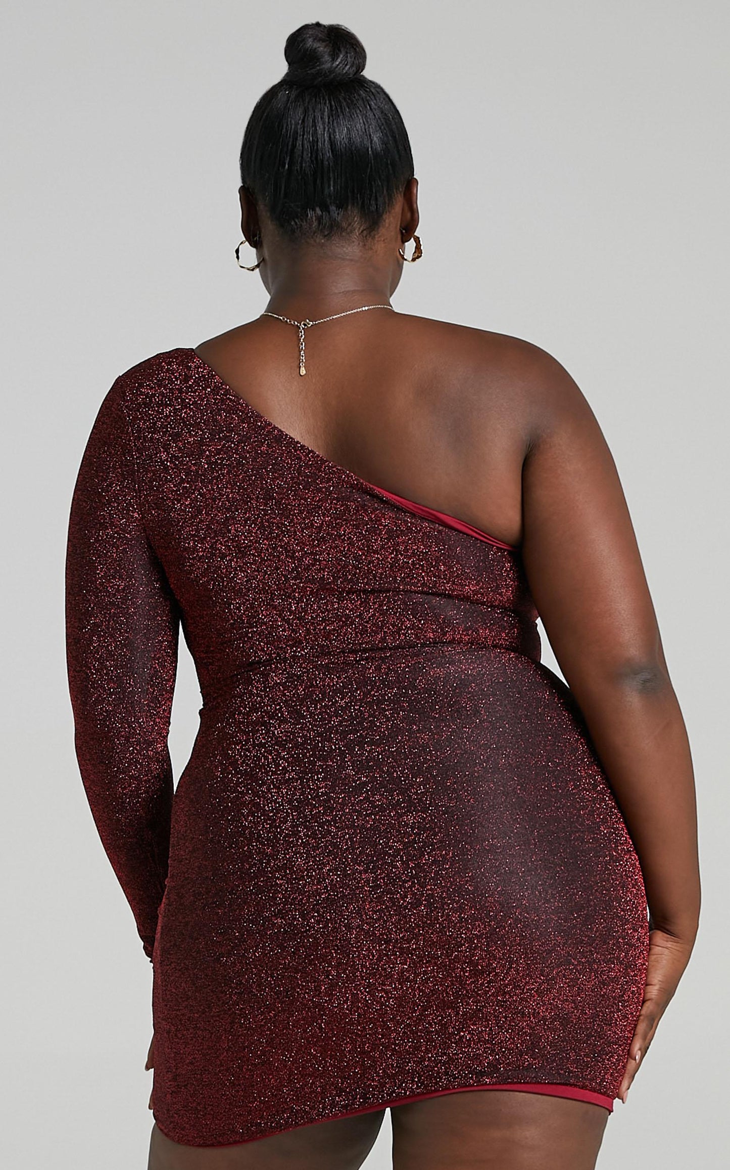 I Do What I Want One Shoulder Mini Dress in Wine Lurex