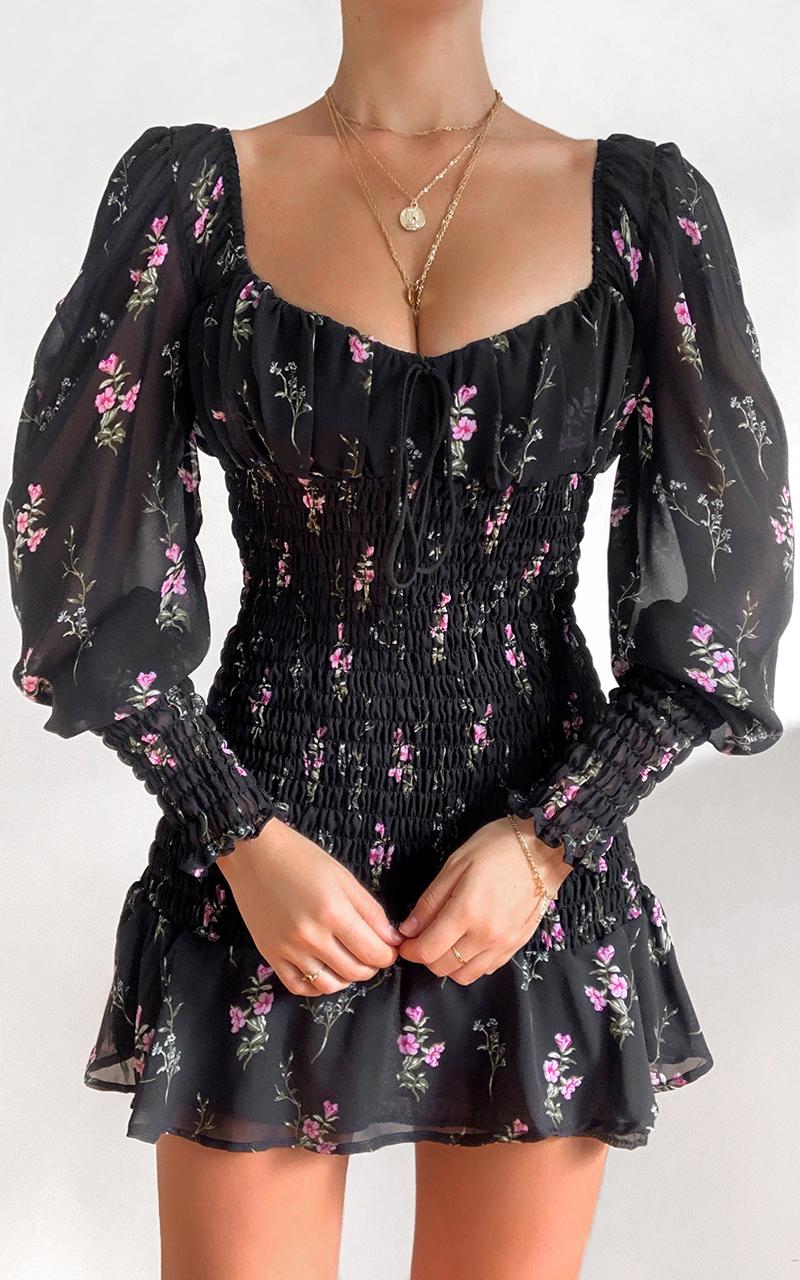 I Get The Love Dress in Black Floral