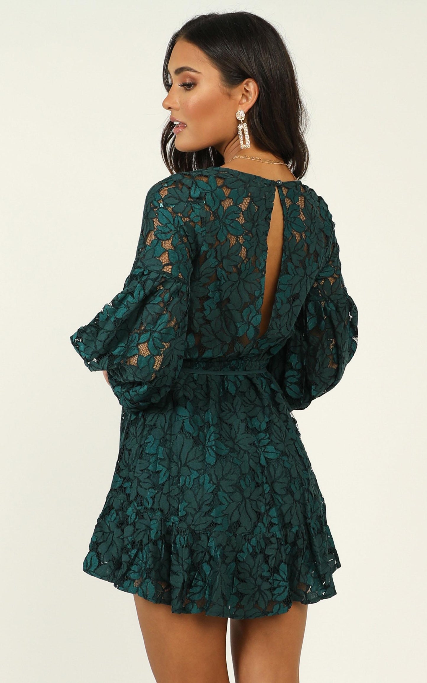 Autumn Leaves Dress In Teal Lace