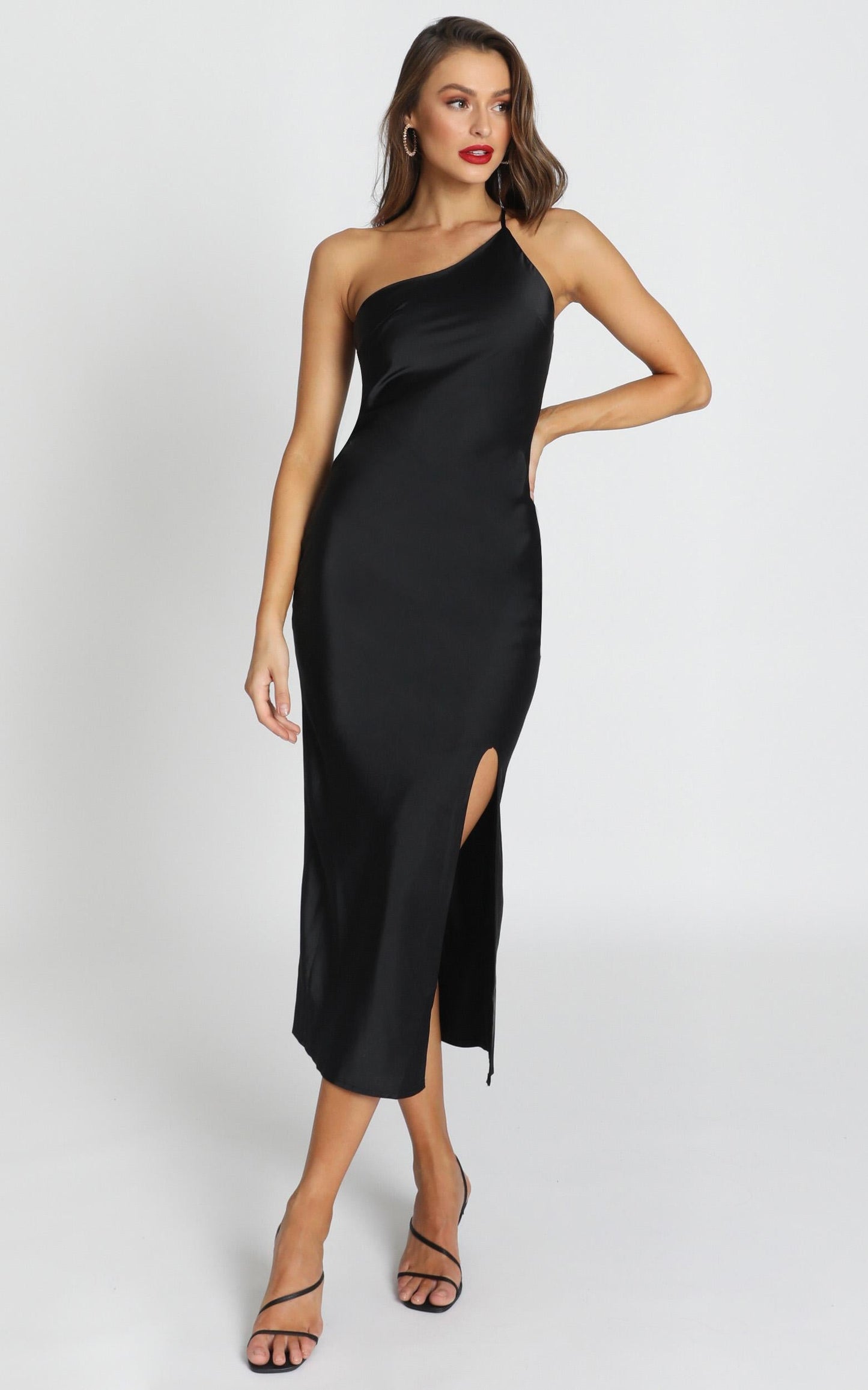 Look me Up Dress In Black Satin