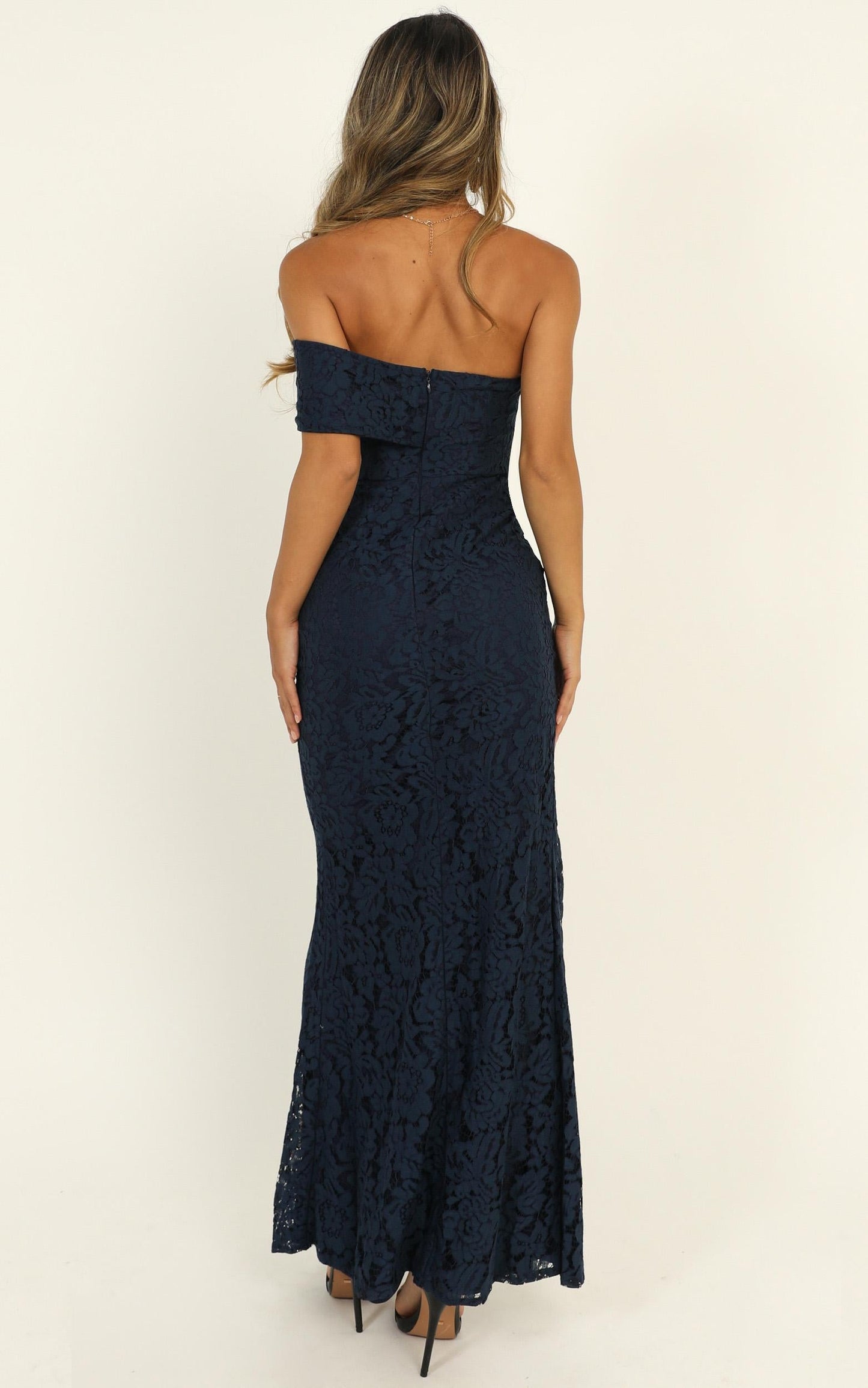 Just Hold On Dress In Navy Lace
