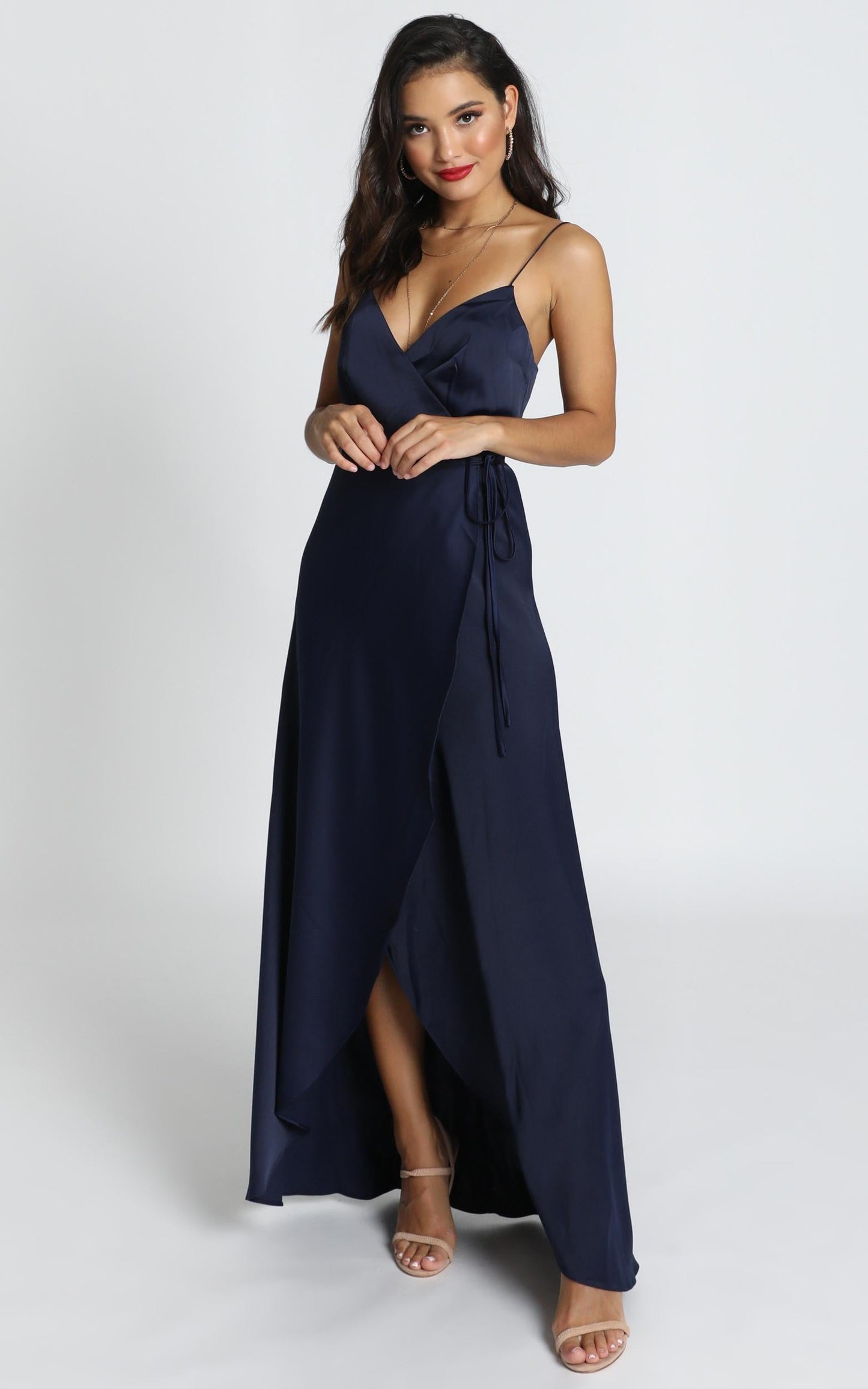 Mine Would Be You Dress in Navy Satin