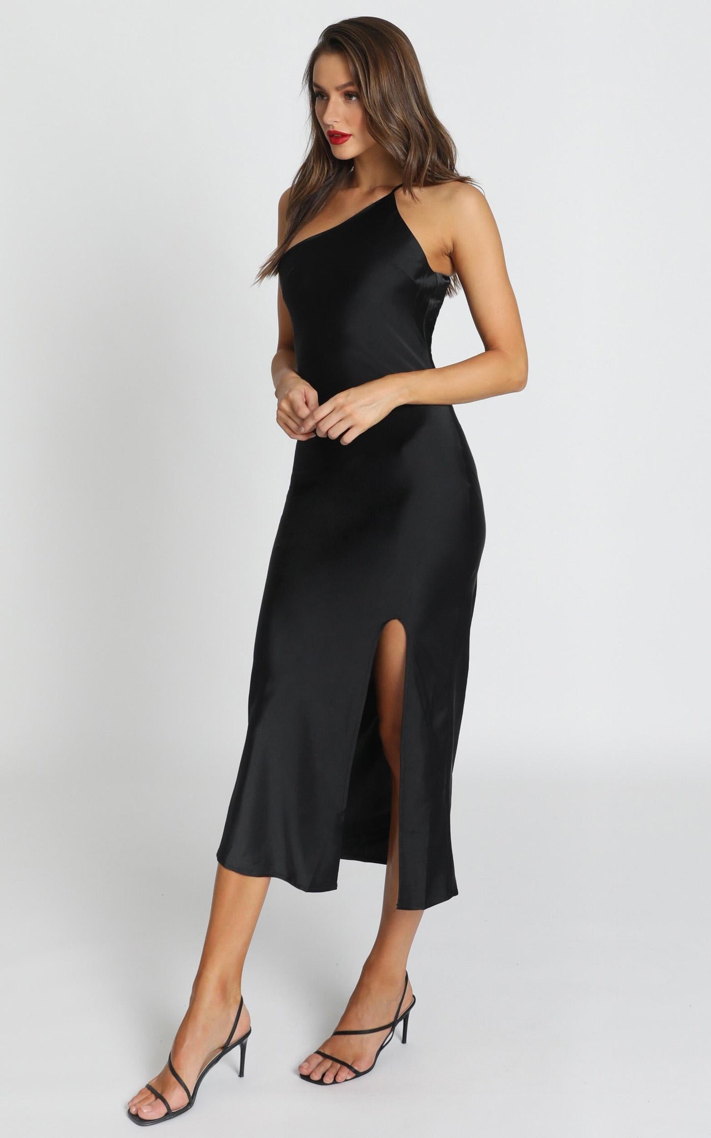 Look me Up Dress In Black Satin