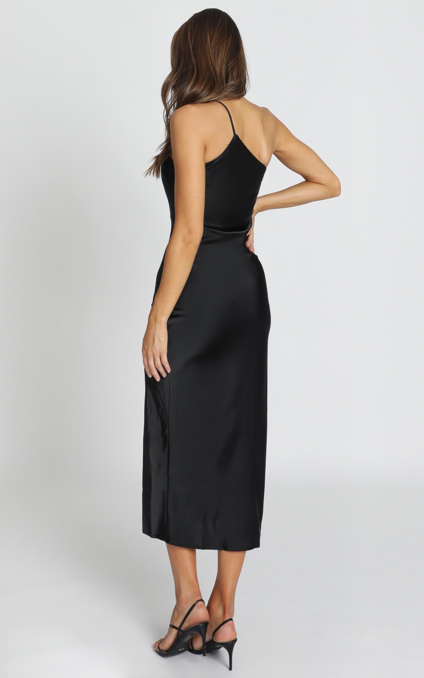 Look me Up Dress In Black Satin
