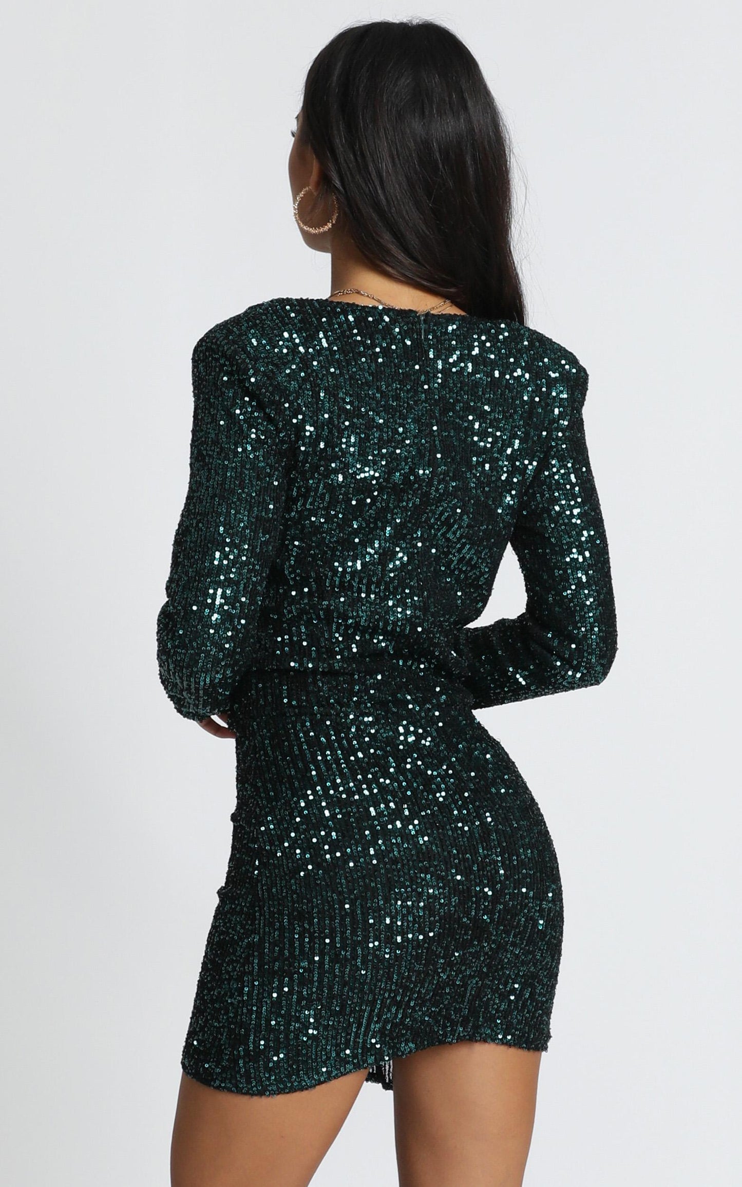 Lioness - Make Your Move Mini Dress in Emerald Green Sequin