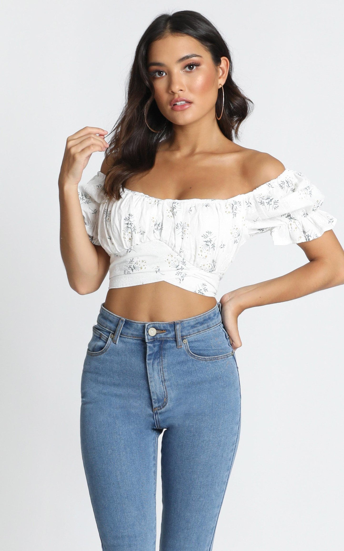 Immy Top In White Floral