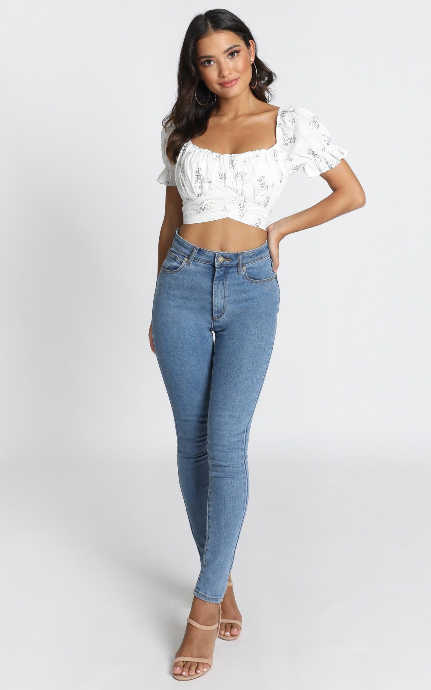 Immy Top In White Floral