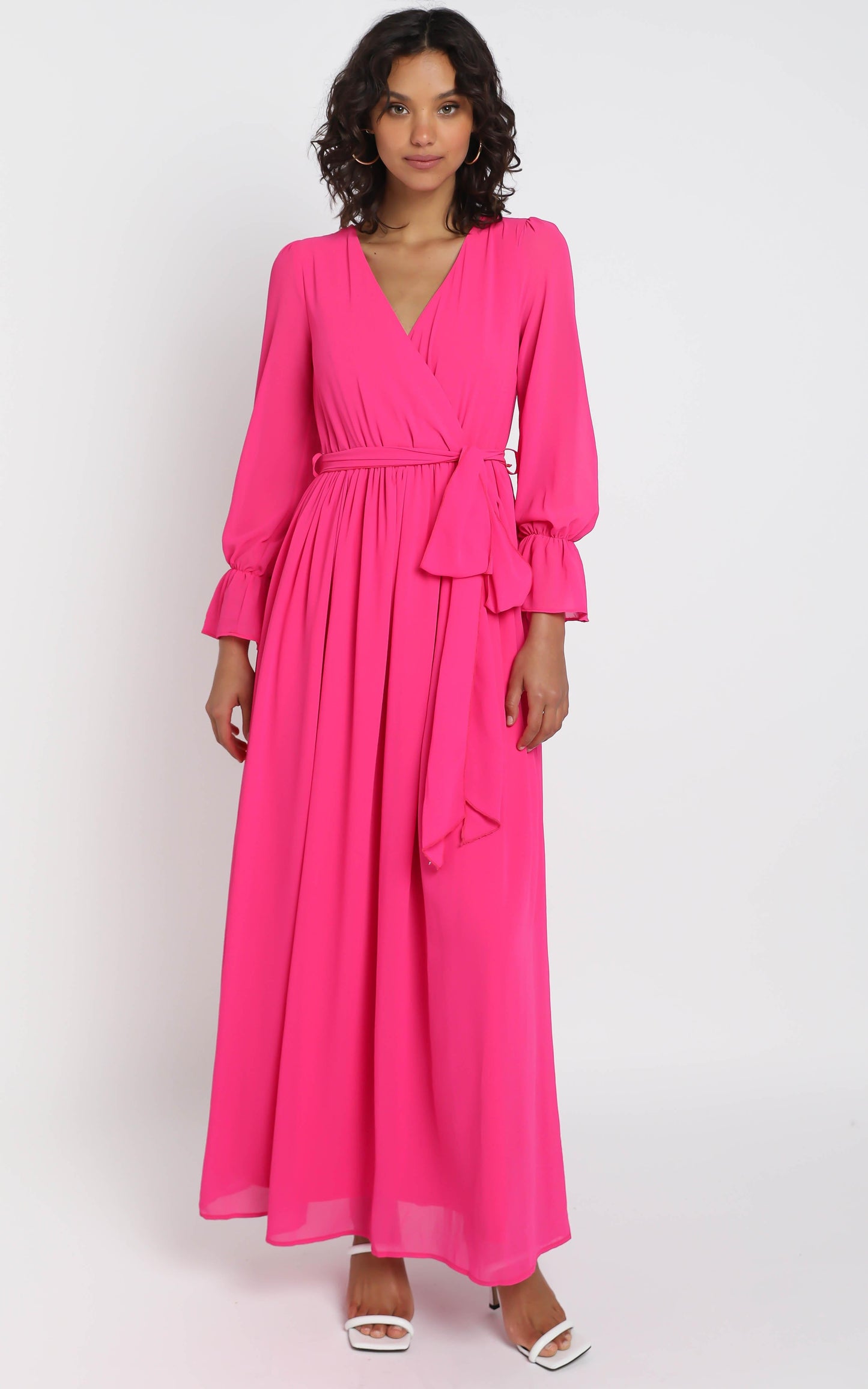 In Love Long Sleeve Maxi Dress in Fuschia