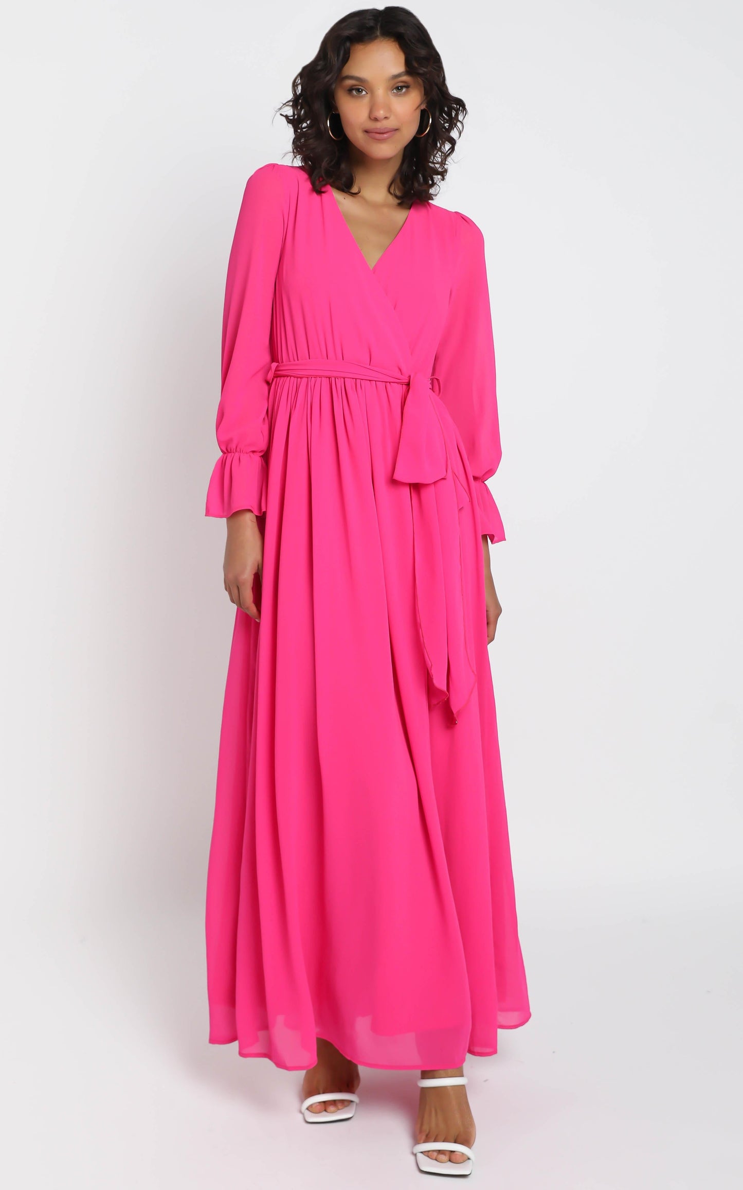 In Love Long Sleeve Maxi Dress in Fuschia