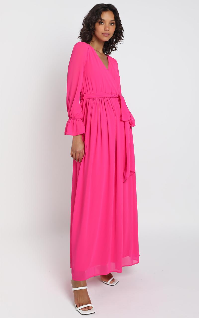 In Love Long Sleeve Maxi Dress in Fuschia