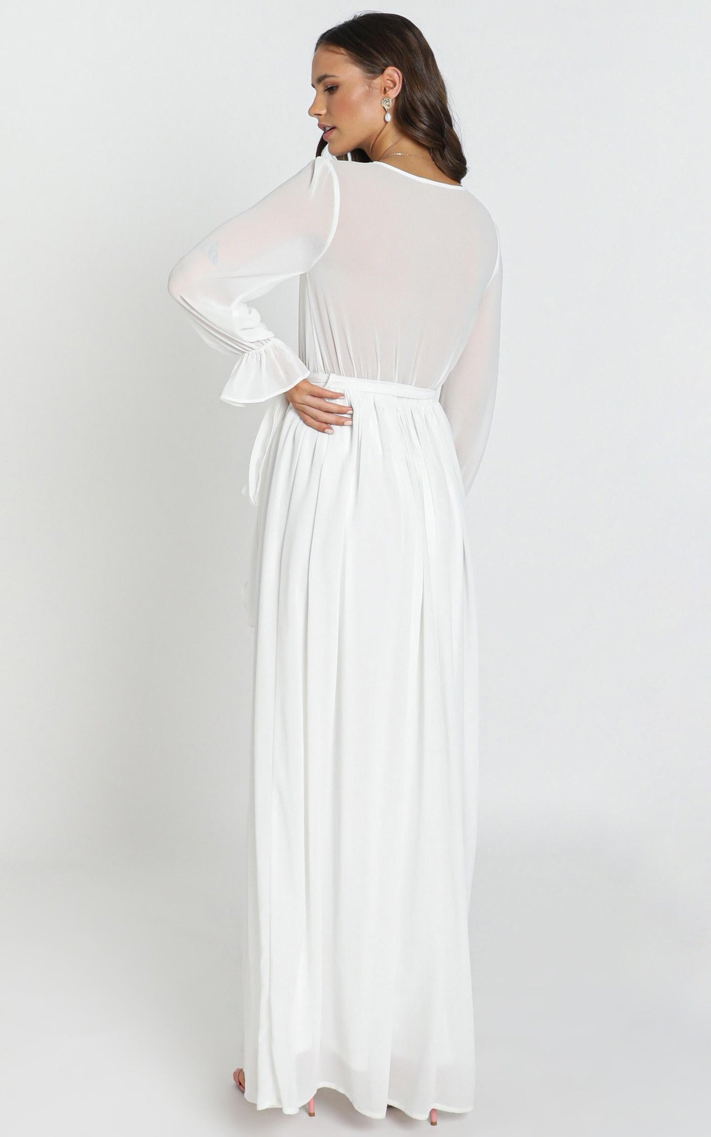 In Love Long Sleeve Maxi Dress In White