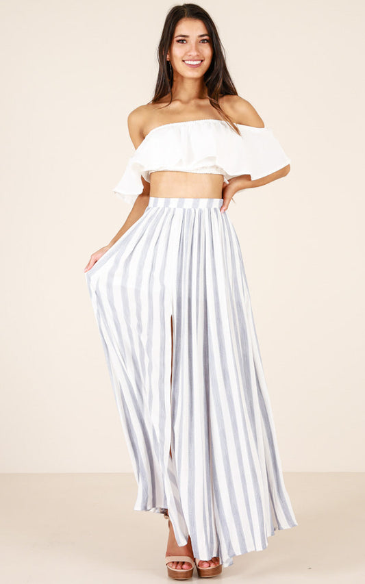 Innocent Eyes Skirt In Blue Stripe