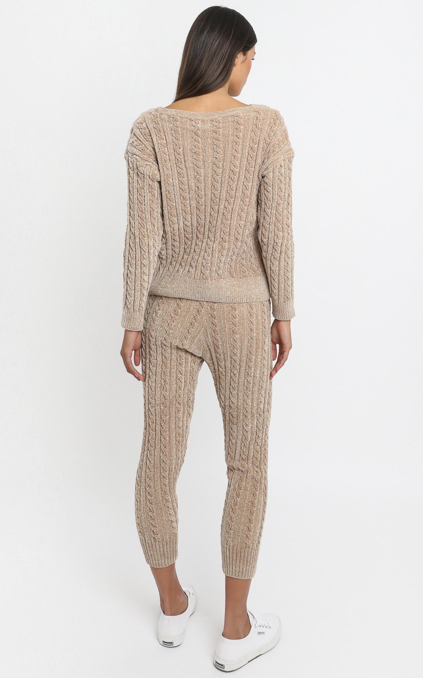 Iona Cable Knit Two Piece Set in Mocha