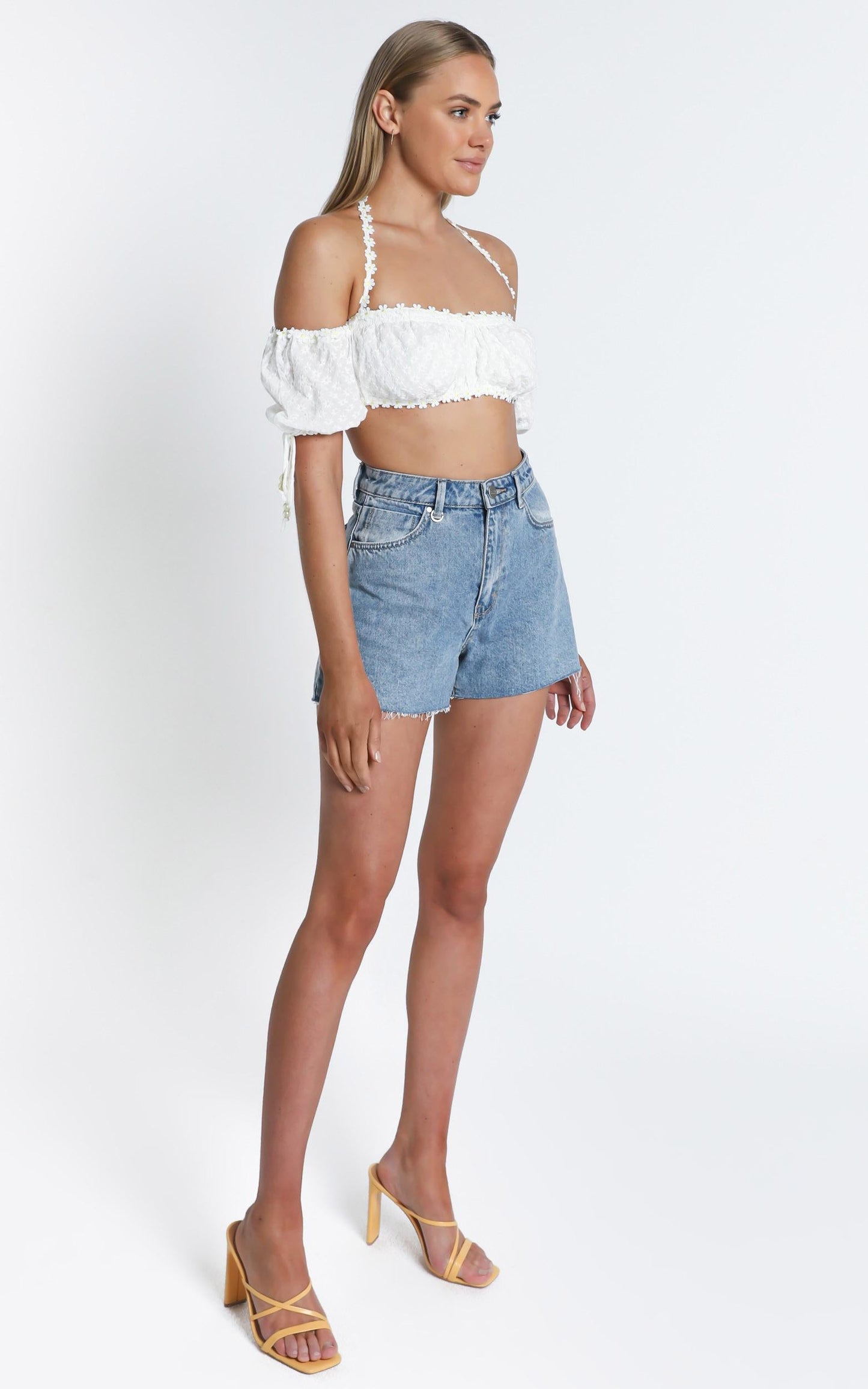 I Still Got You Top In White Embroidery