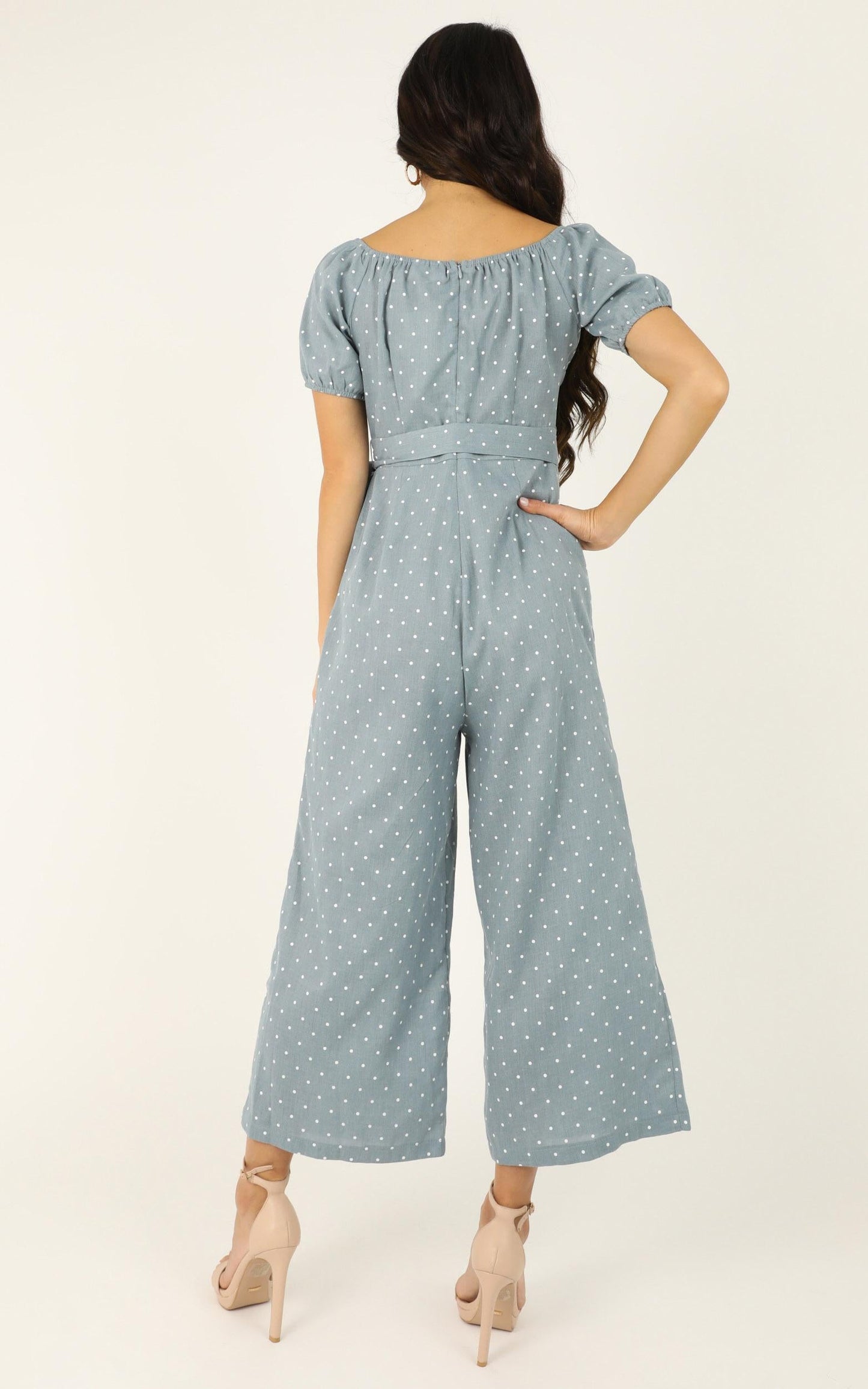 It Aint Over Jumpsuit In Blue Polka
