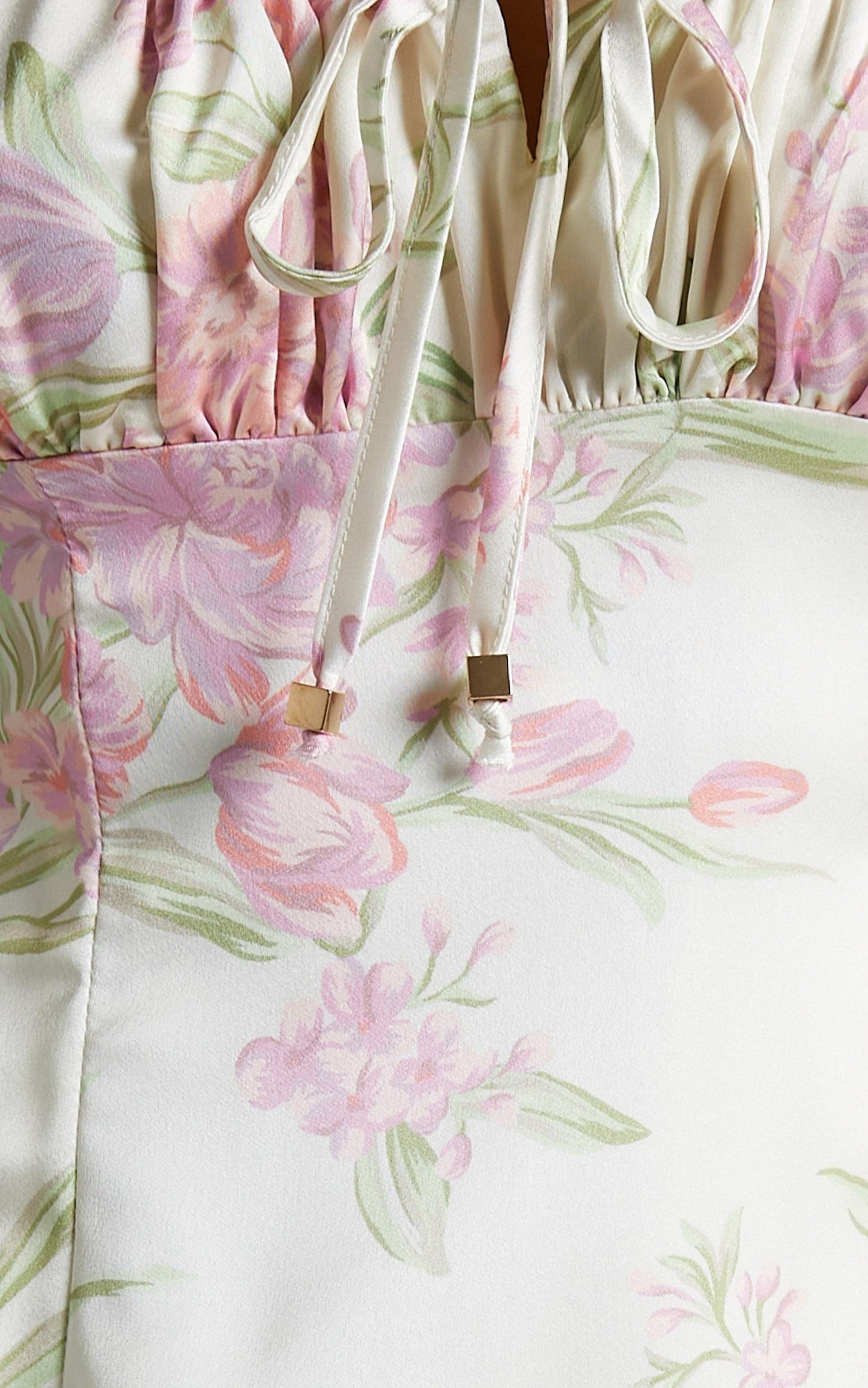Ive Got You Now Dress in Cream Floral Satin