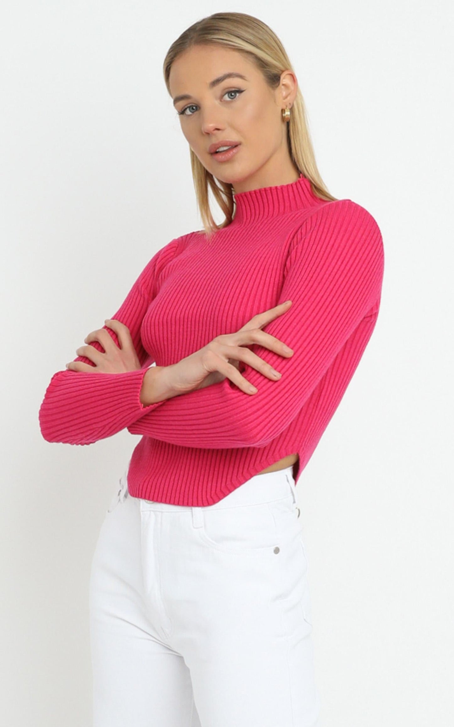 Davis Knit Top in Hot Pink