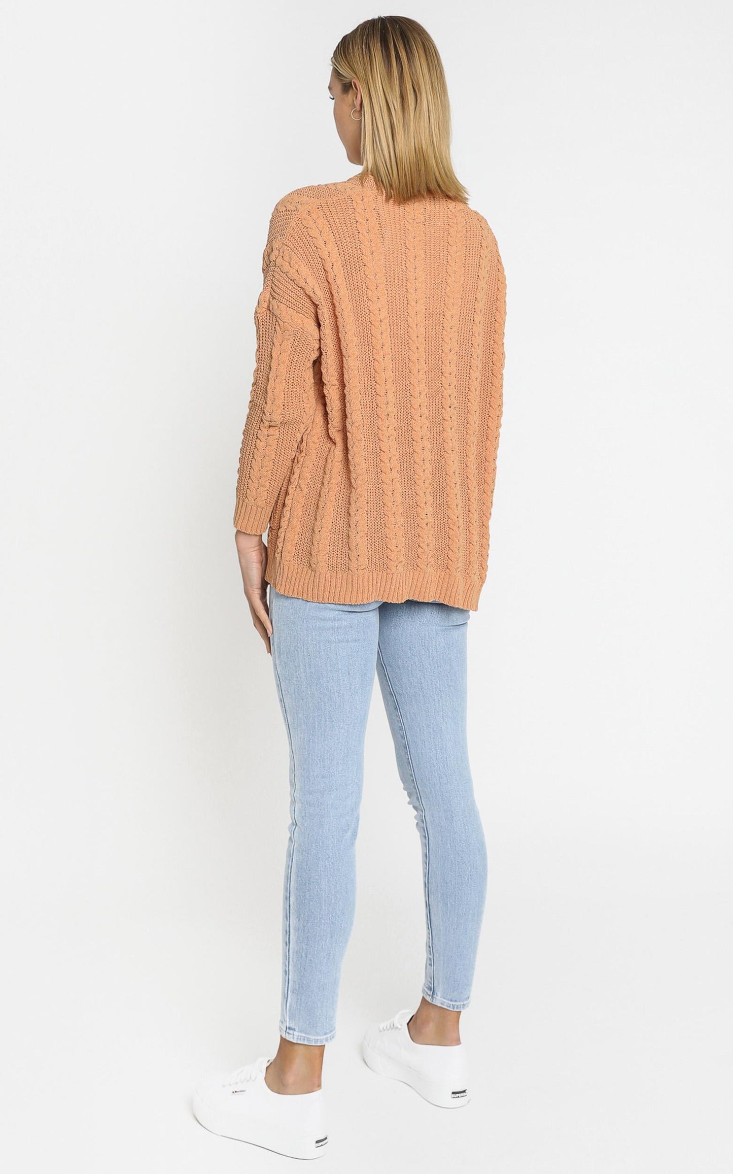 Francesca Cable Knit Cardigan In Rust
