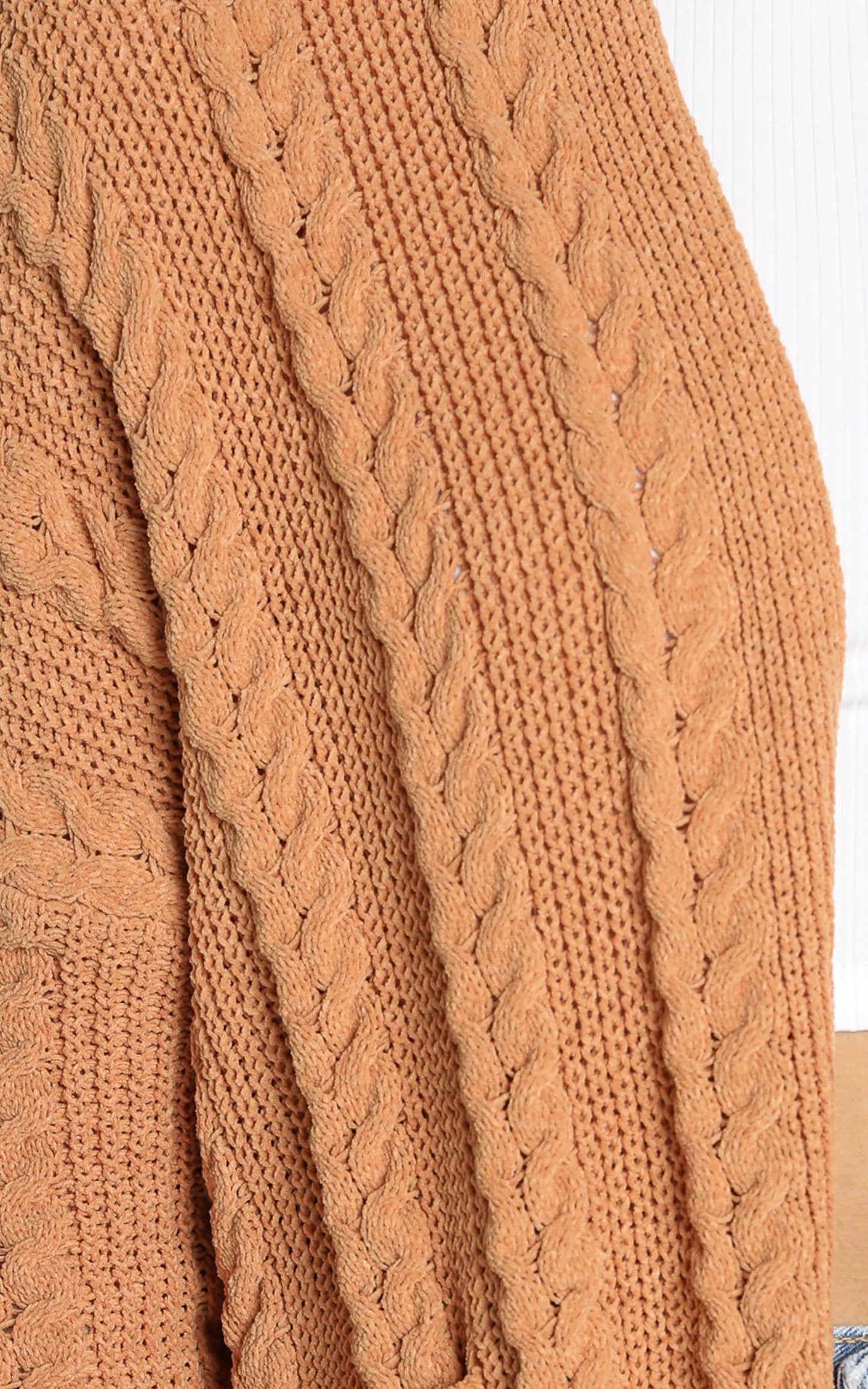 Francesca Cable Knit Cardigan In Rust