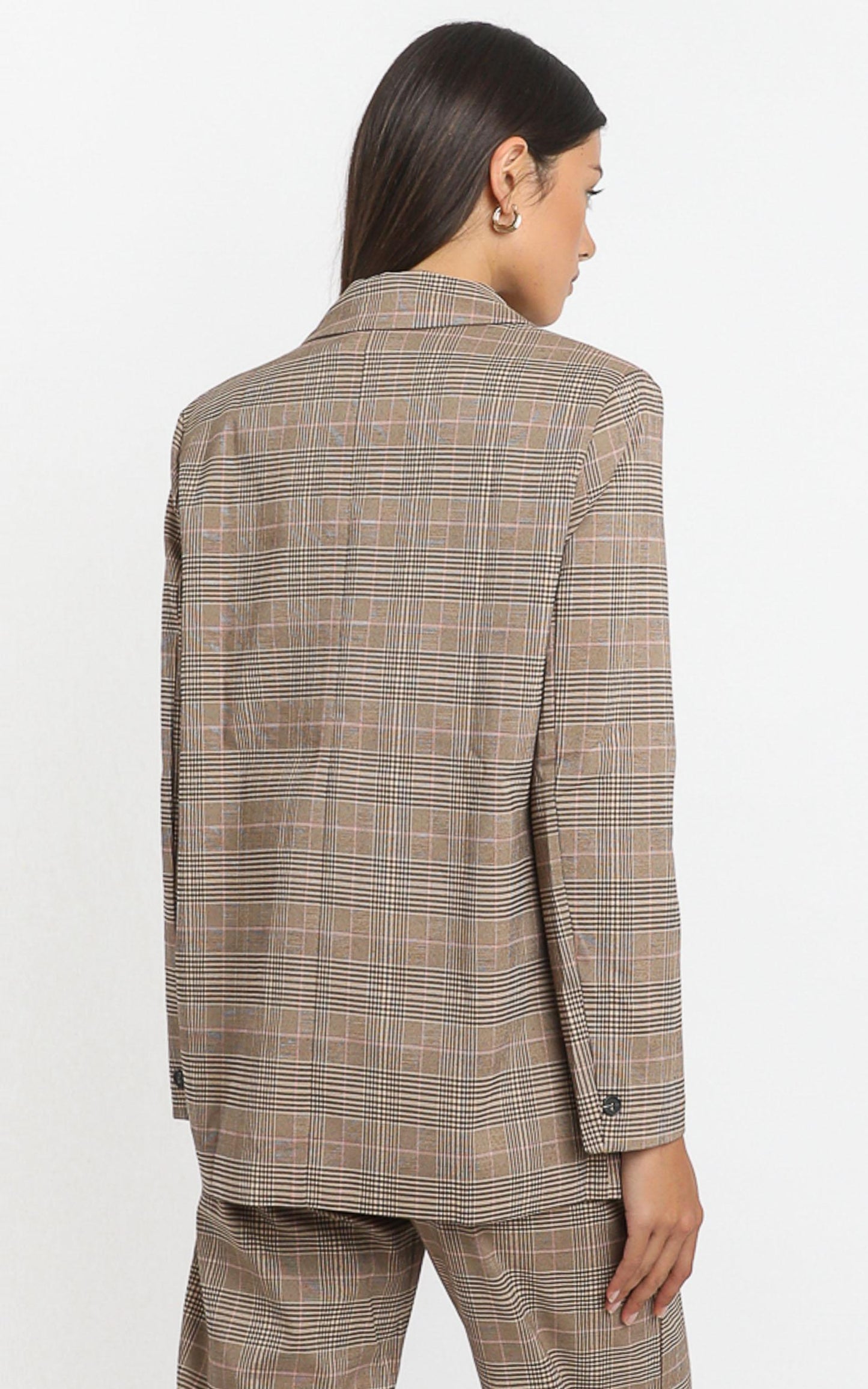 Kimmy Power Blazer in Beige Check