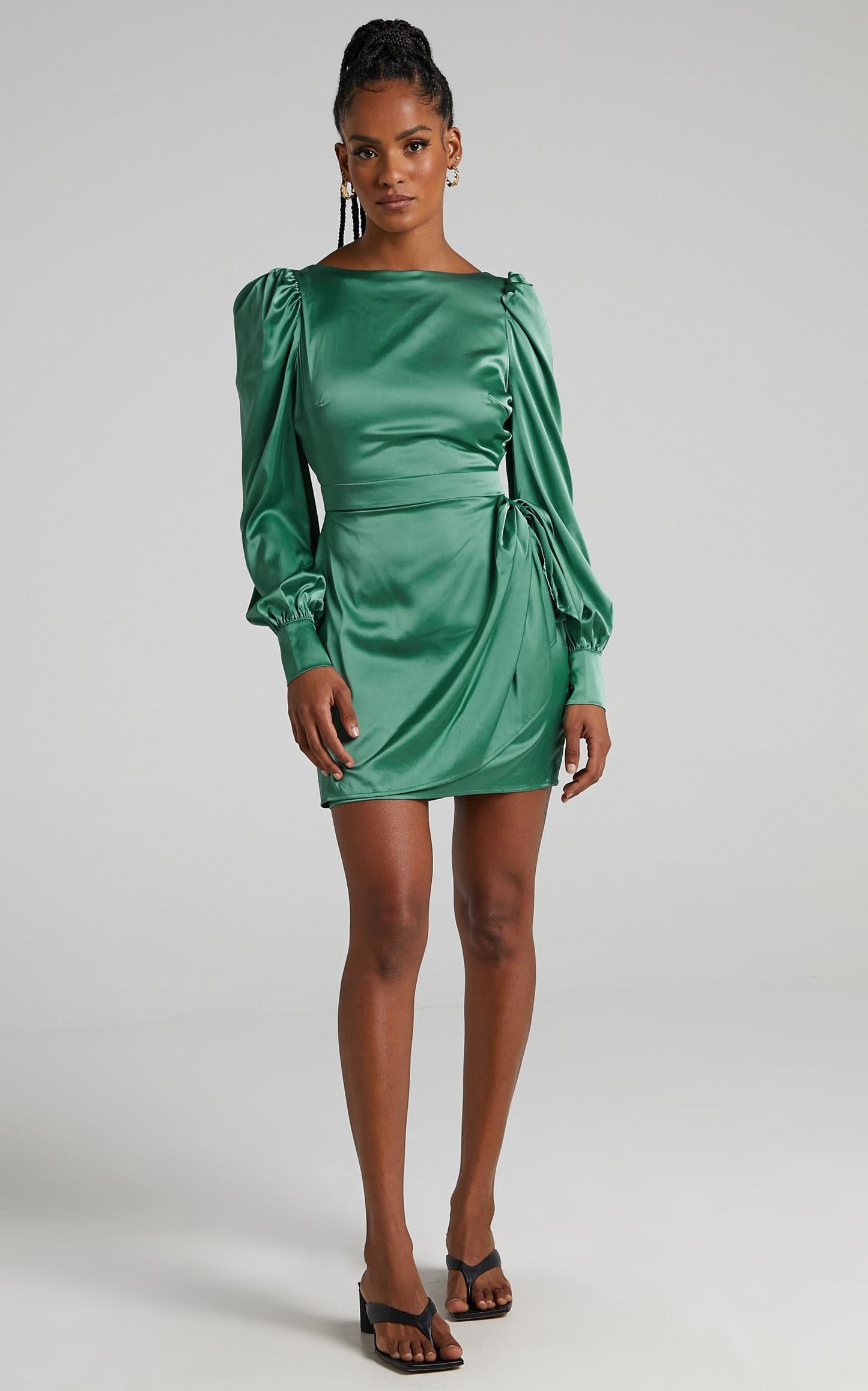 Rivka Dress in Jade Satin