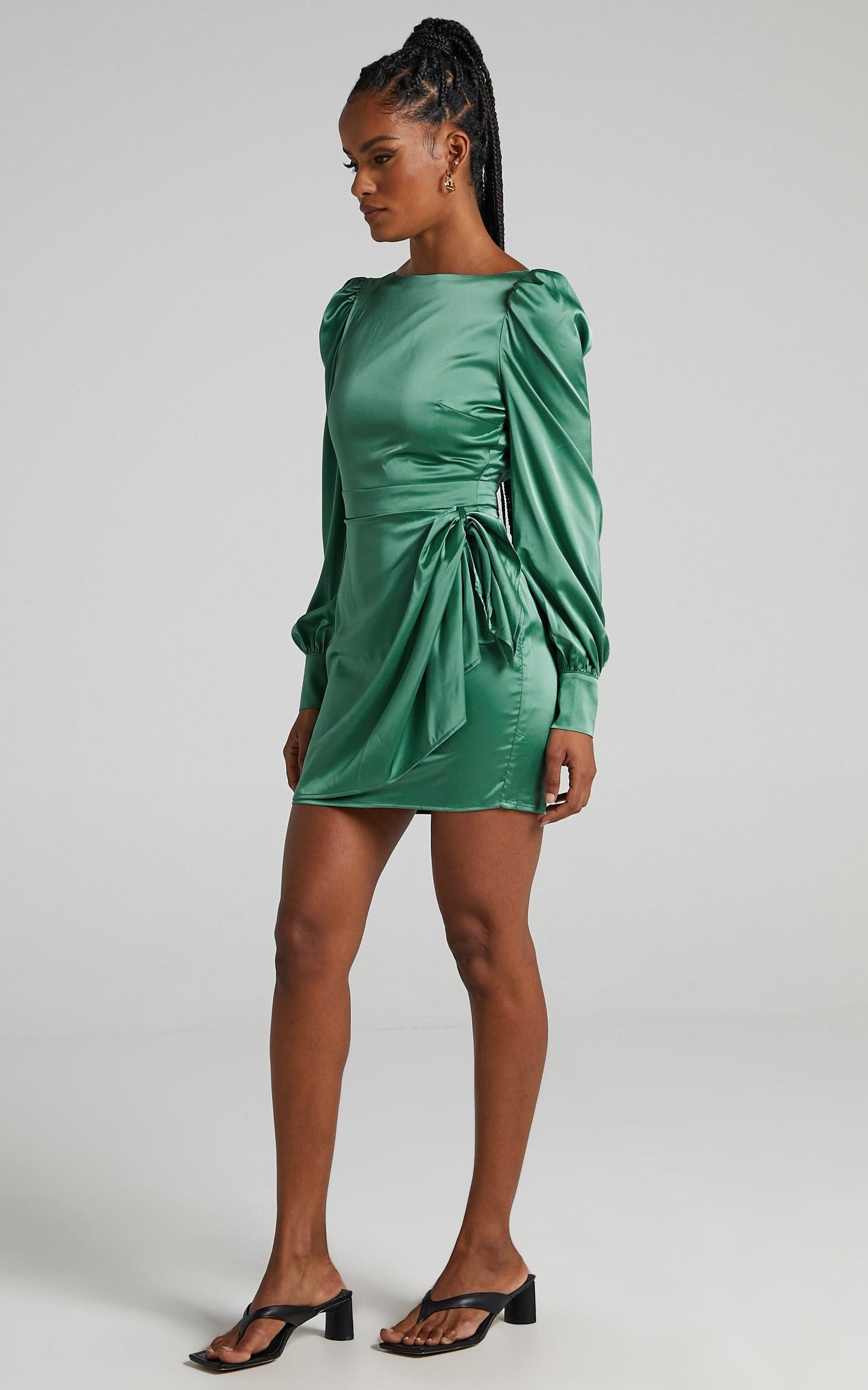 Rivka Dress in Jade Satin