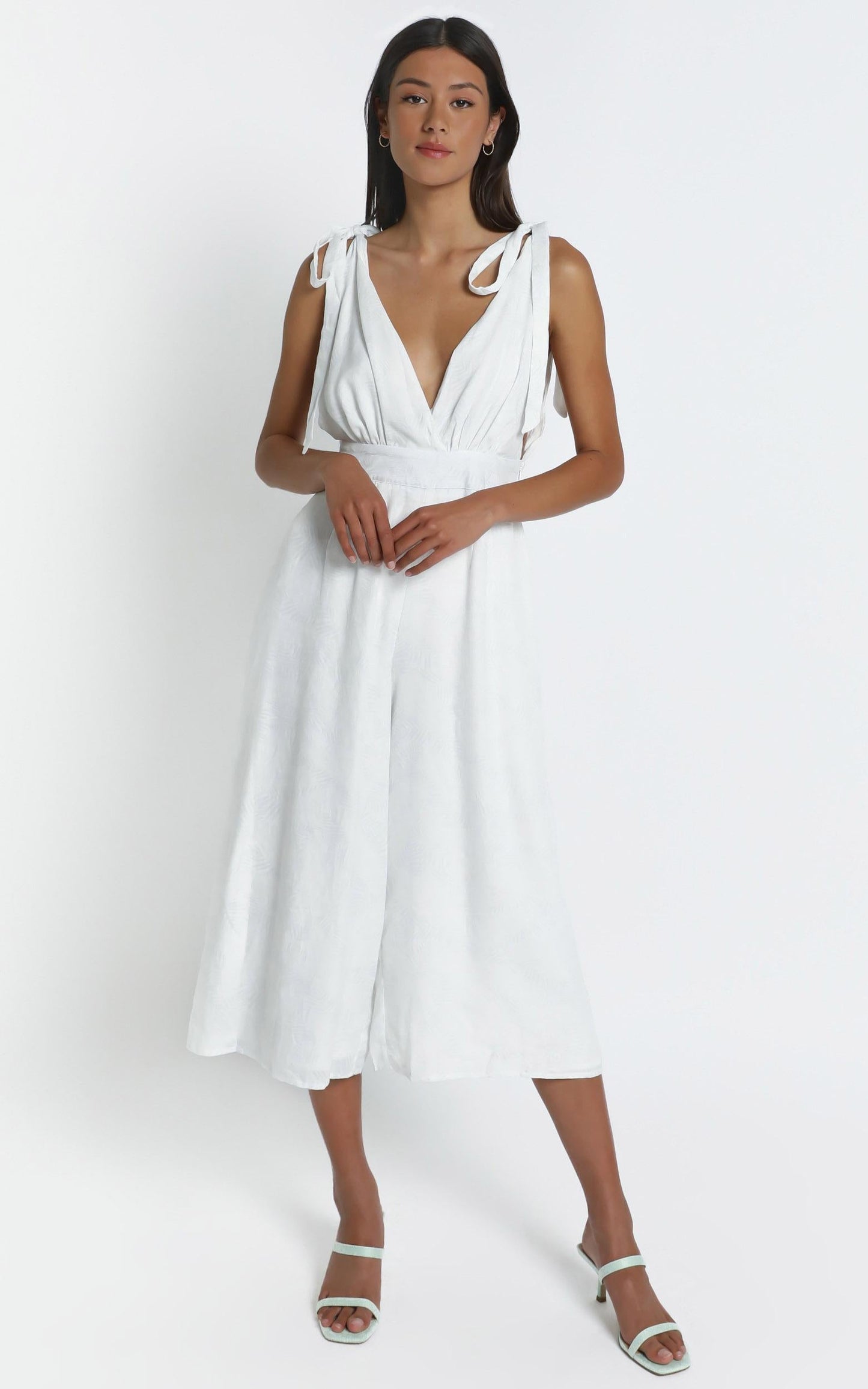 Jaden Jumpsuit in White Palm
