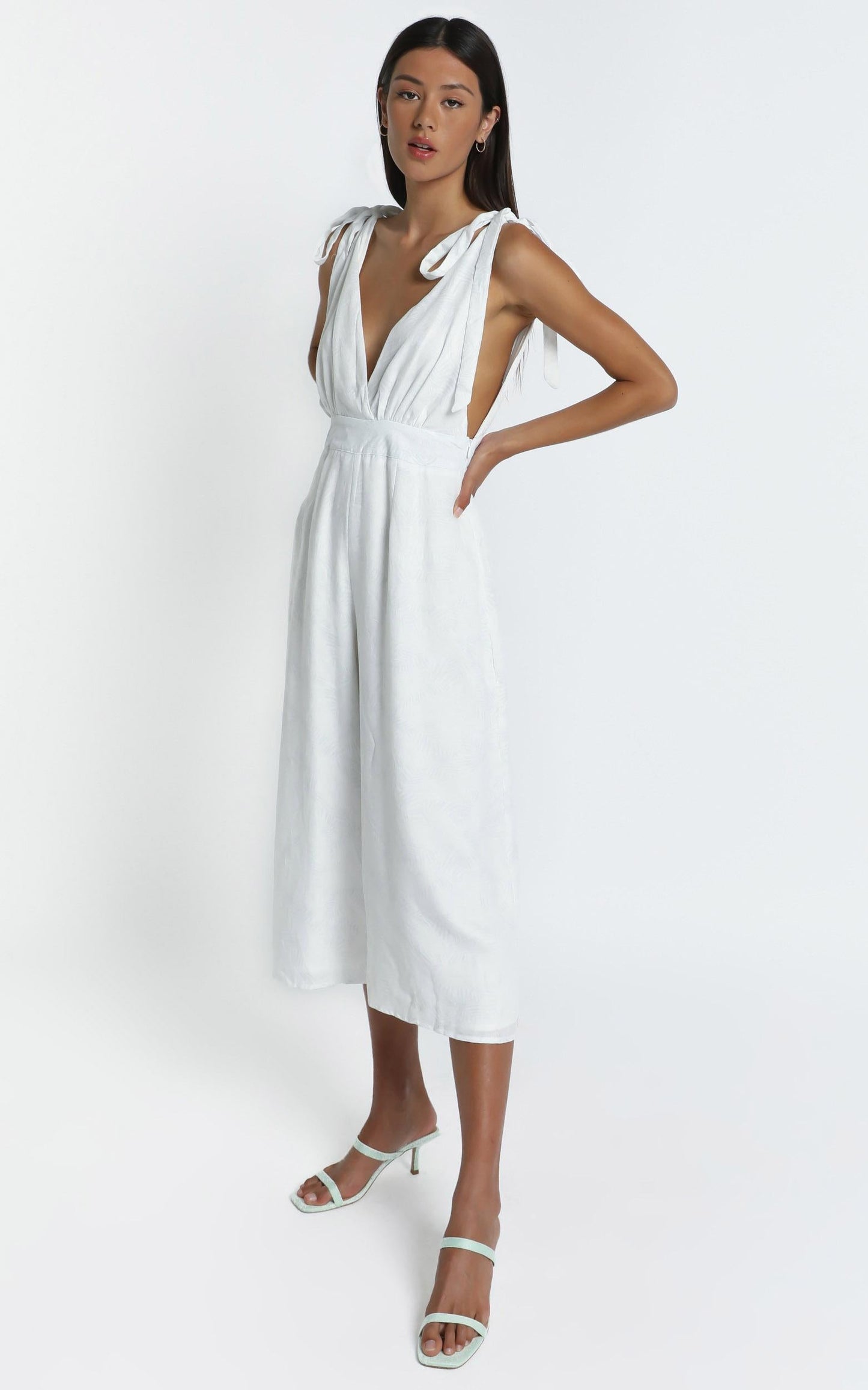 Jaden Jumpsuit in White Palm